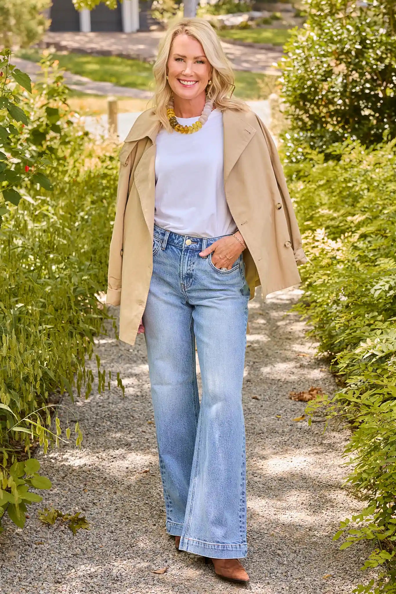Tan Belted Short Trench Coat