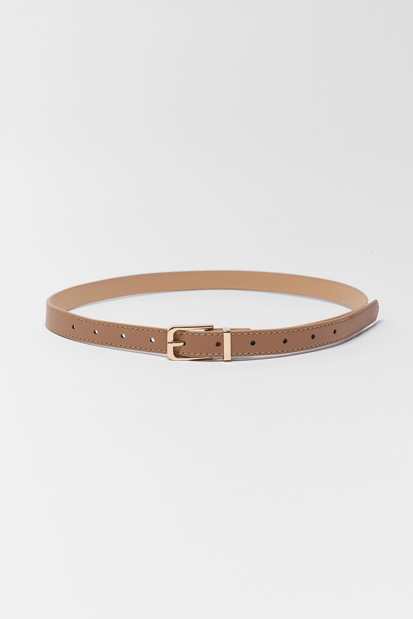 Tan Faux Leather Skinny Belt