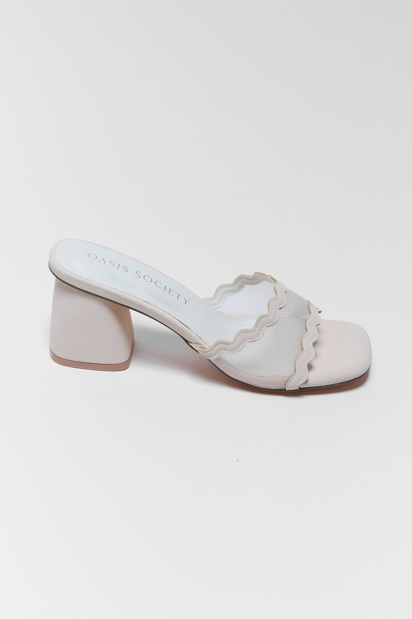 one Trina Bone Mesh Block Heels on white background