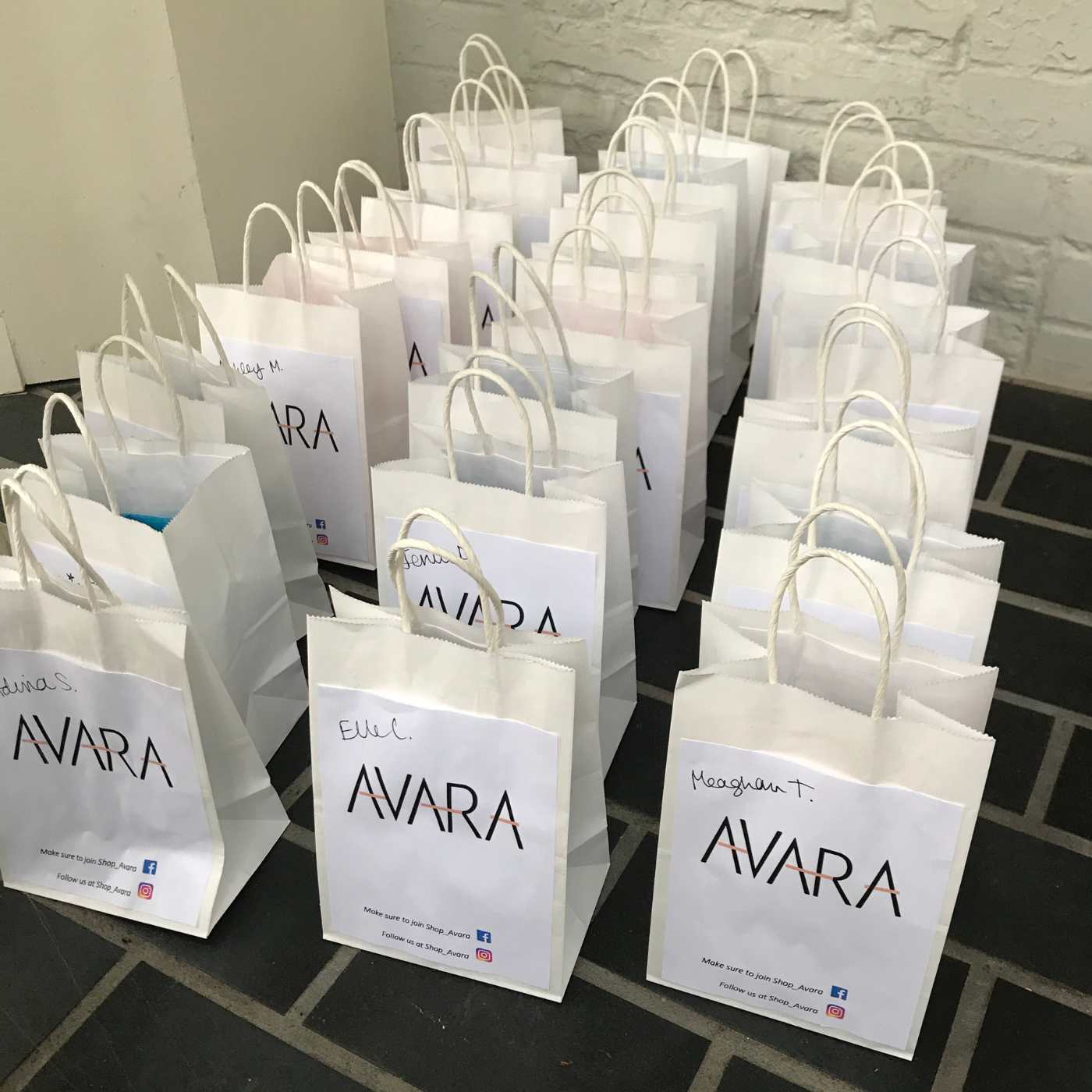 white avara bags on doorstep