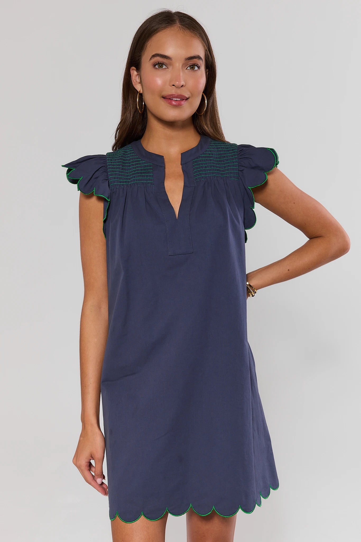 scalloped dress blue Lady Black Tie - Sweet Dreams Scalloped Edge Midi Dress - Navy main image 1