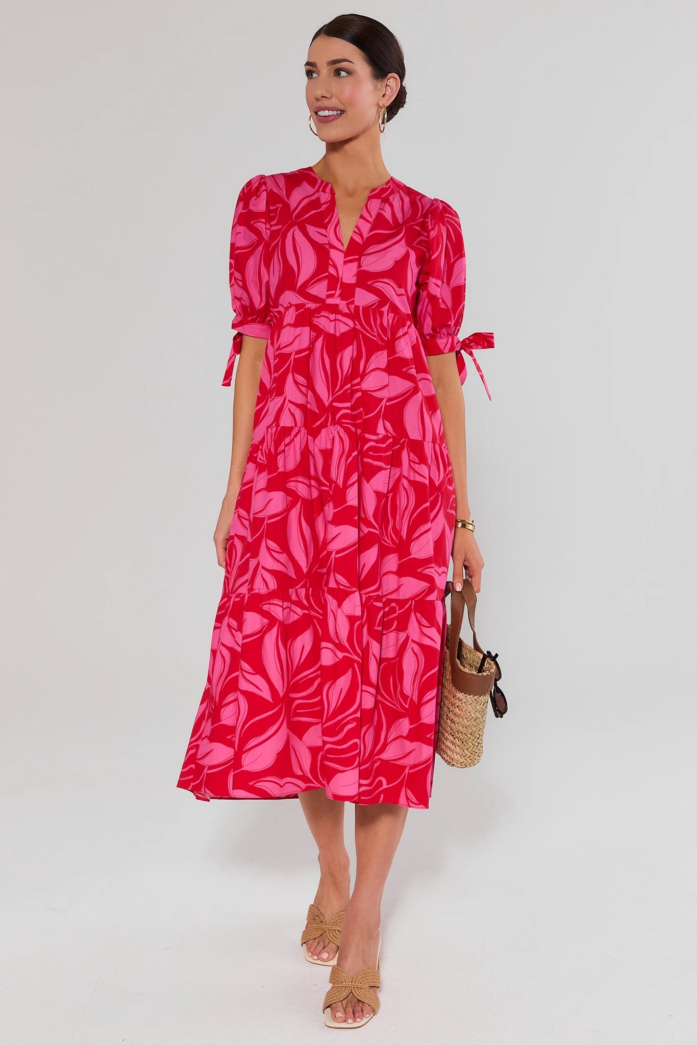 Harriet Red Printed Midi Dress | Women's Clothing