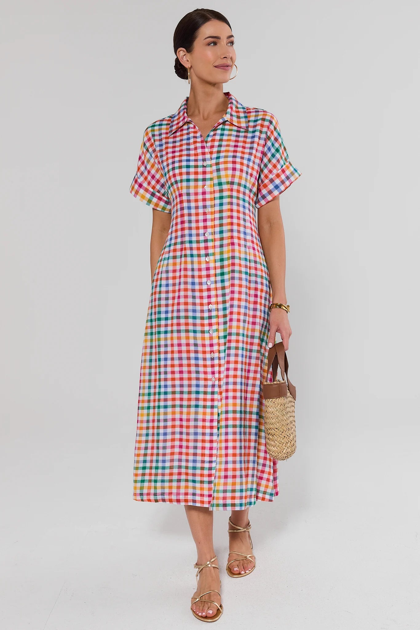 Multi Gingham Maxi Dress | Women's Clothing