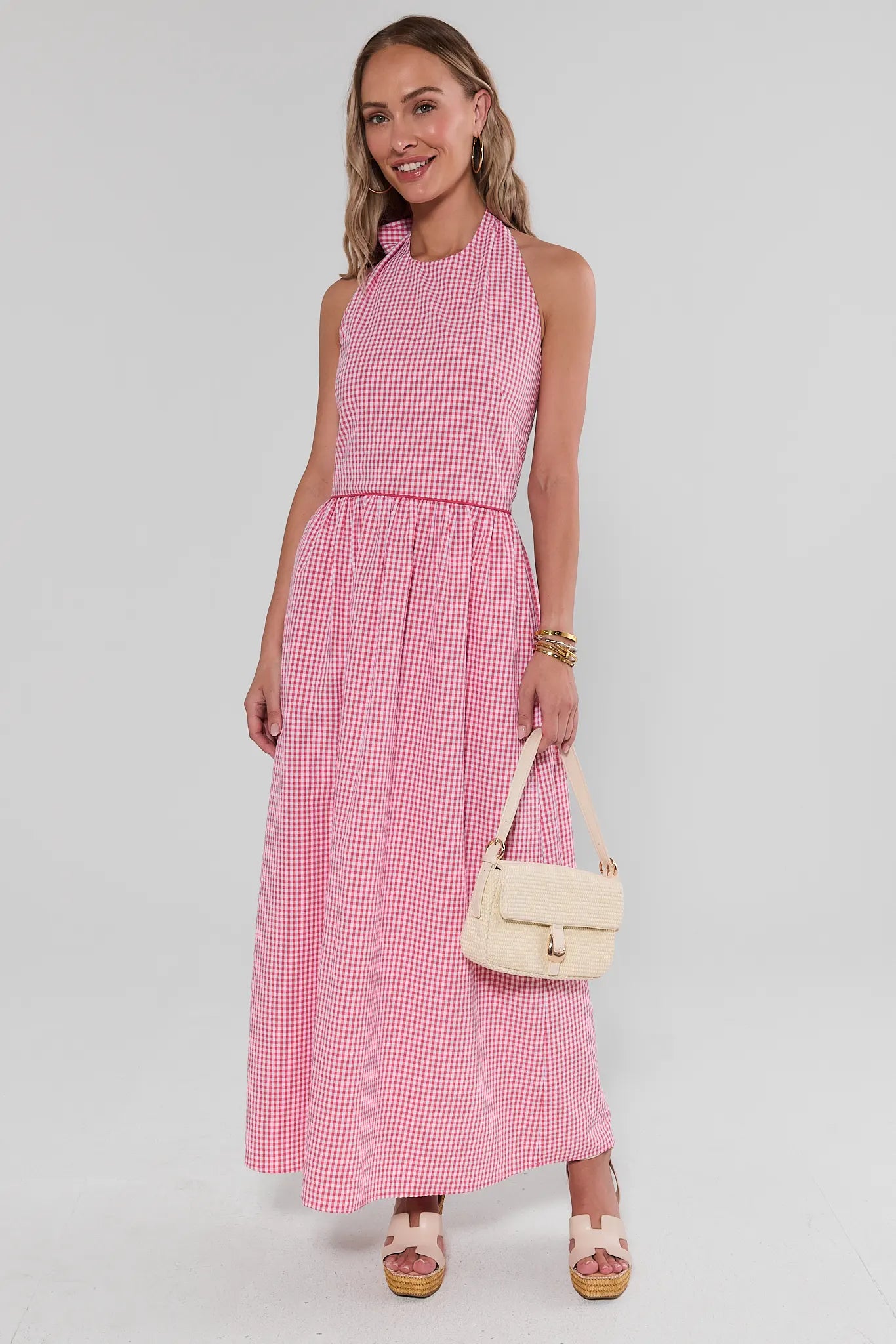 Red Gingham Maxi Dress