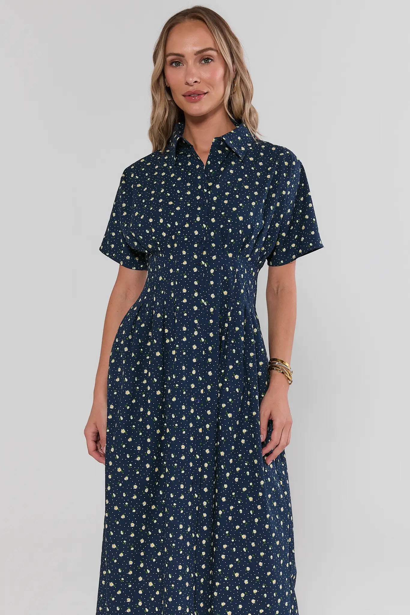 Olivia Navy Floral Button Up Maxi Dress