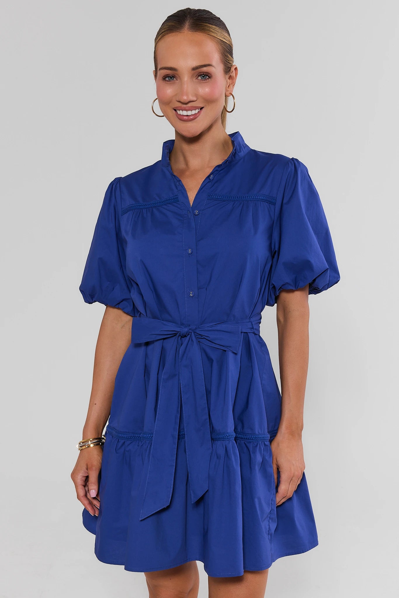 Jane Navy Tie Waist Short Dress | Women's Clothing