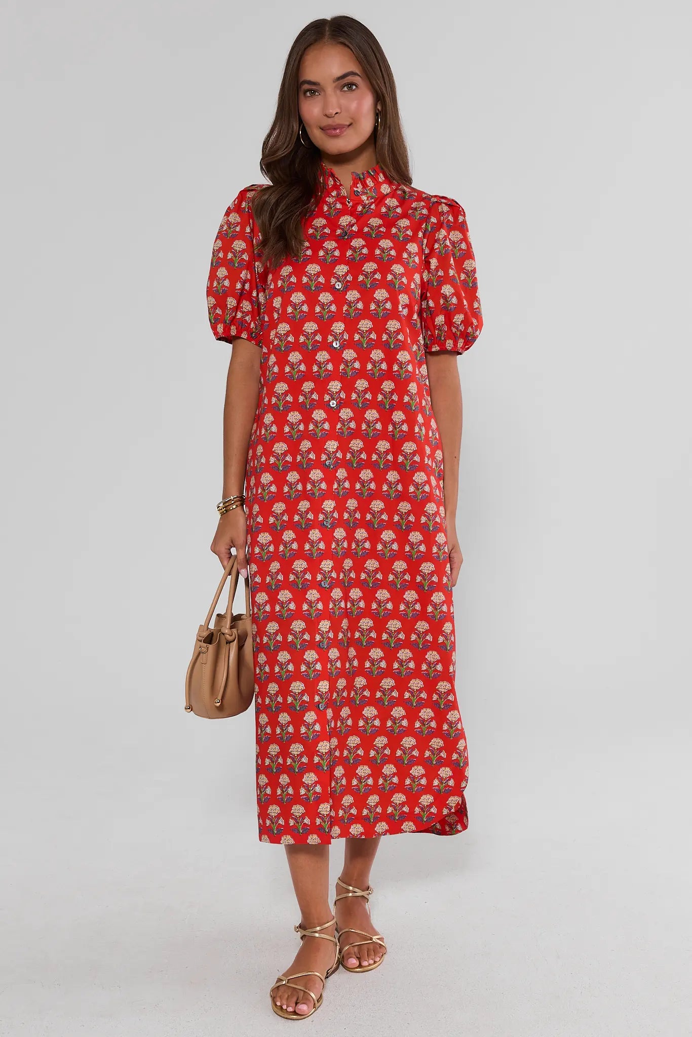 block print midi dress Red Button Up col-outfit-sale-3751 while the back elastic Size Guide:16 7 Anime Like My