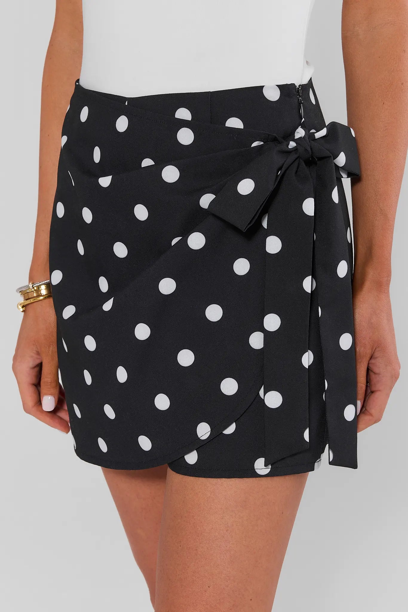Cassidy Black Polka Dot Wrap Skort | Avara