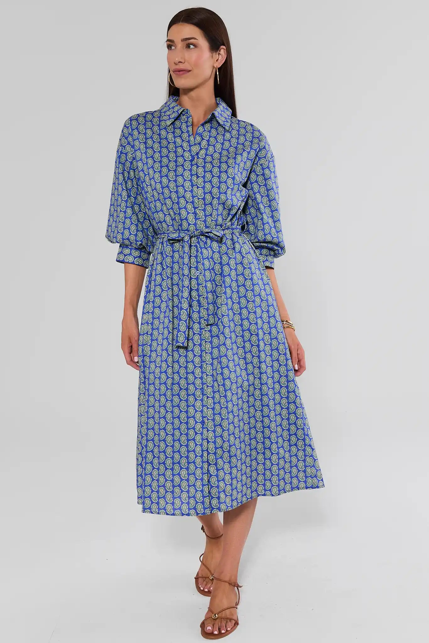 Summerlyn Blue Paisley Print Midi Dress