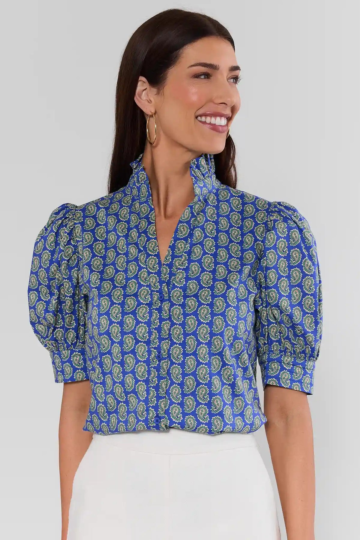 Women's Blue Paisley Print Top | Avara | Avara
