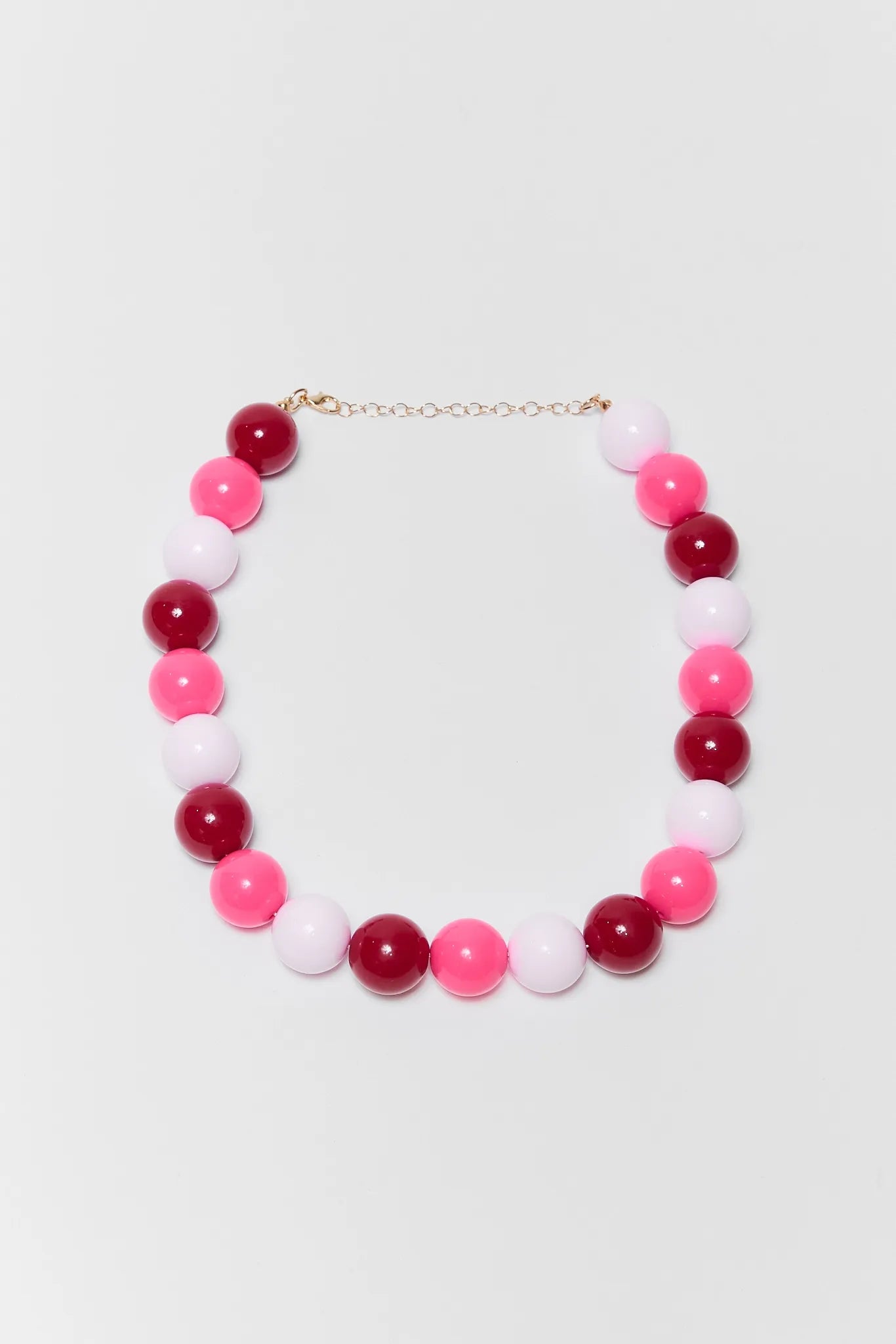 Pink Multi Chunky Beaded Necklace on a white background