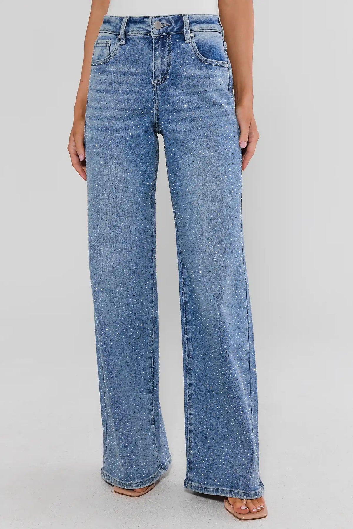 Women's Rhinestone Wide Leg Jeans | Avara