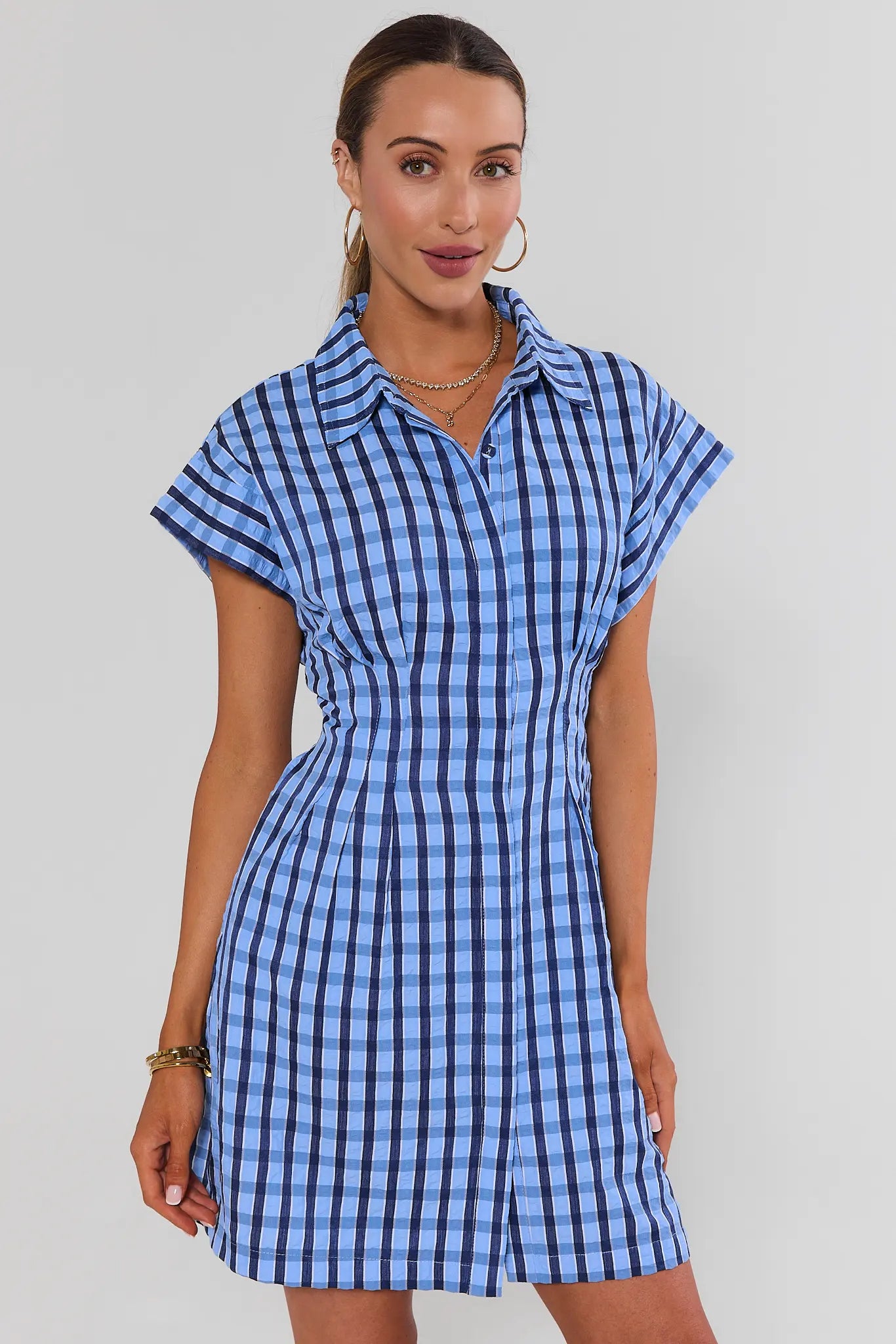 short sleeve collared dress Women's Made The Right Call Chambray Blue Midi T-Shirt | Size: L down mini dress Tommy Bahama Women's Two Palms