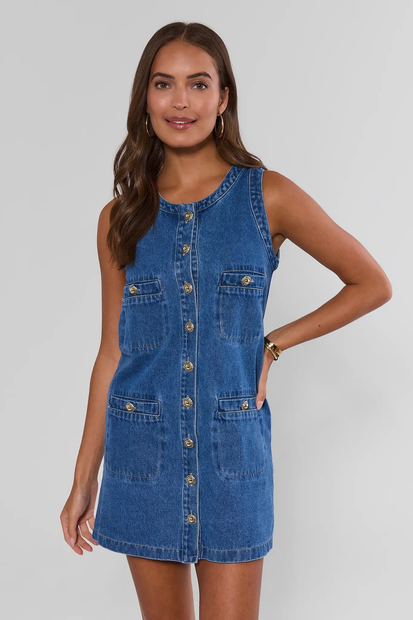 Aly Denim Button Up Short Dress