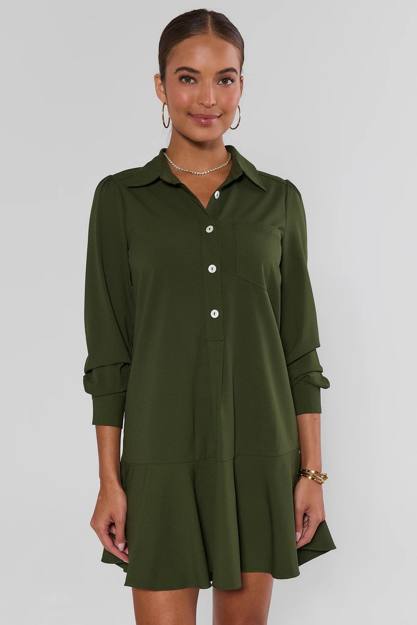 Meagan Olive Drop Waist Dress