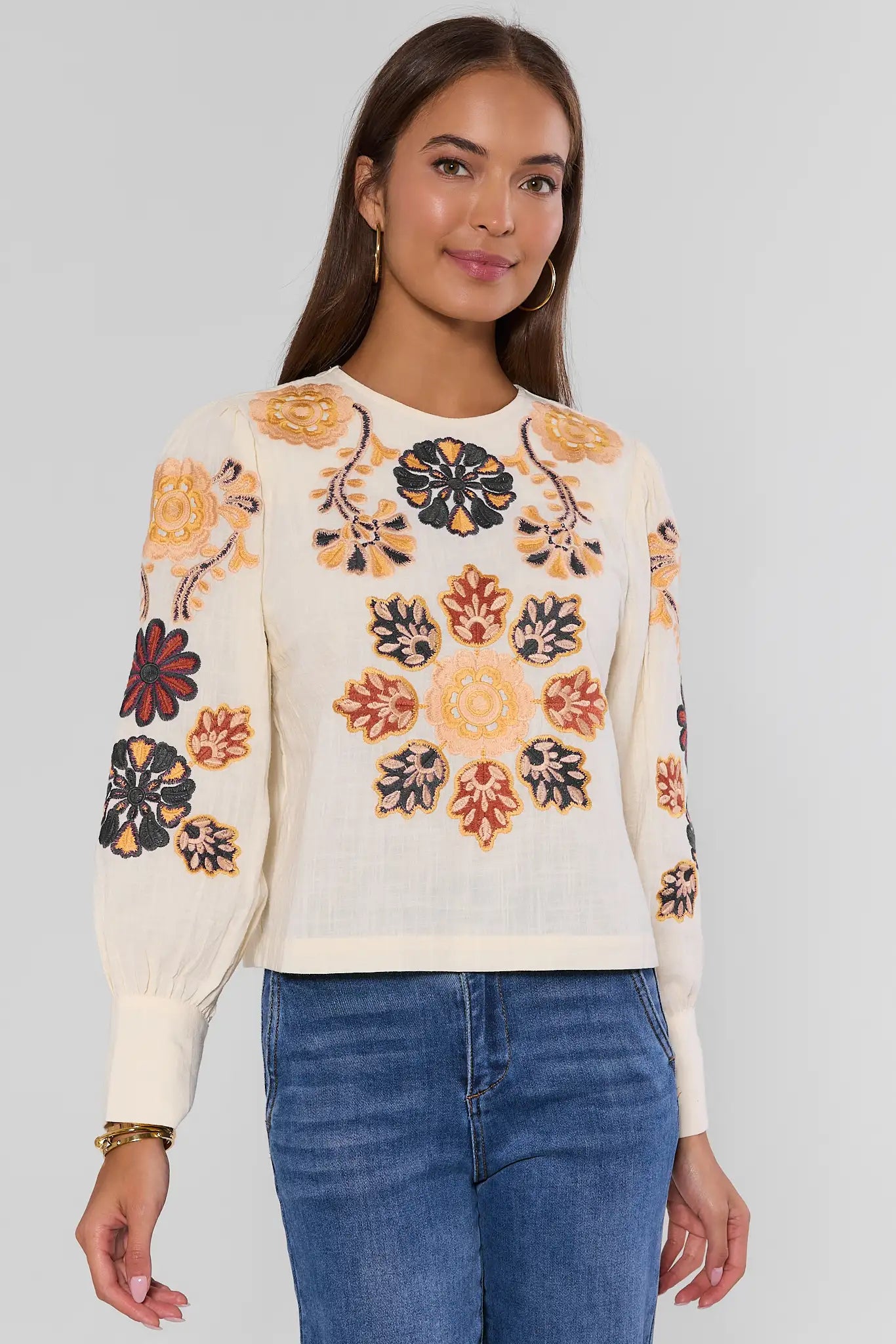 Winslet Cream Embroidered Top