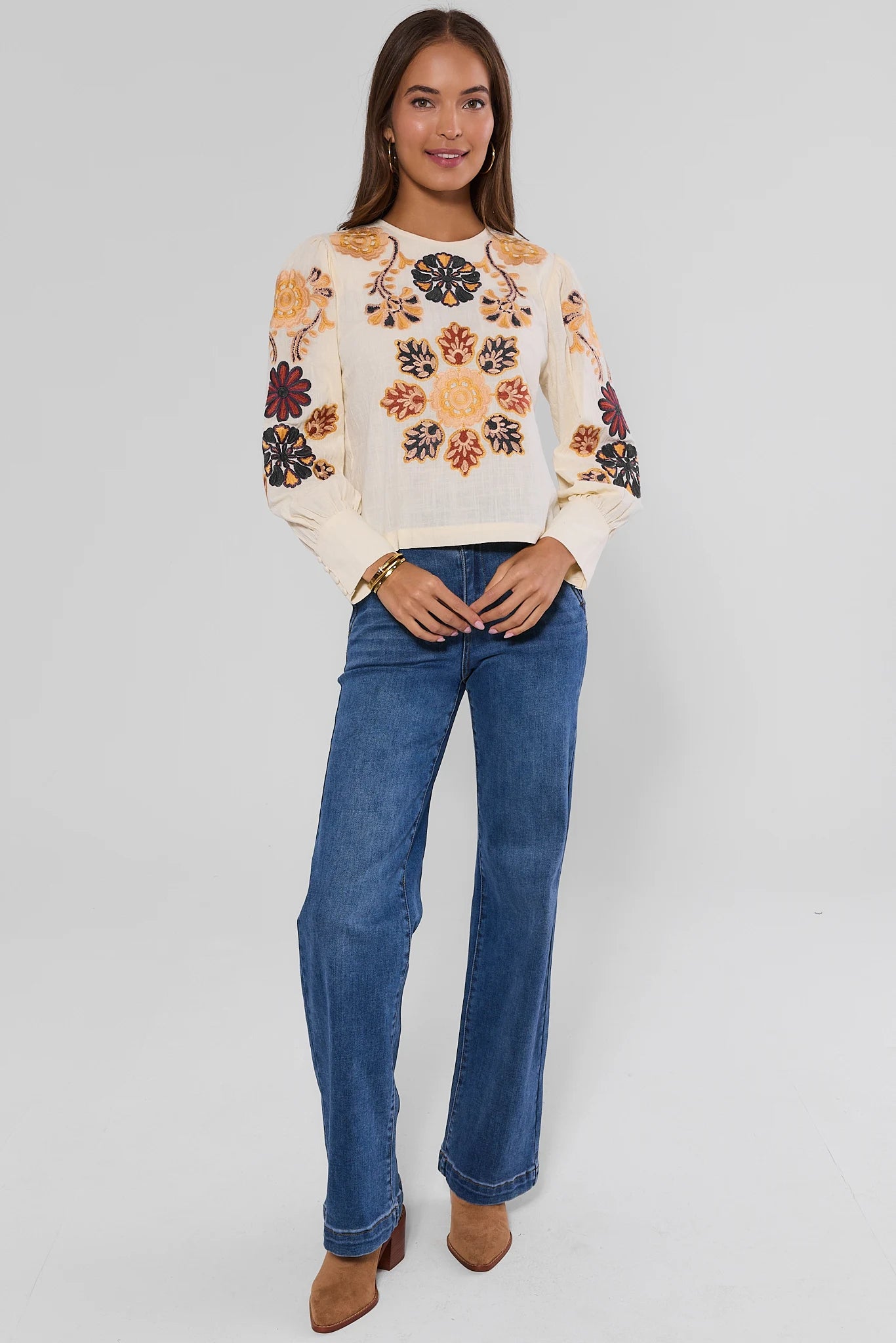 Winslet Cream Embroidered Top