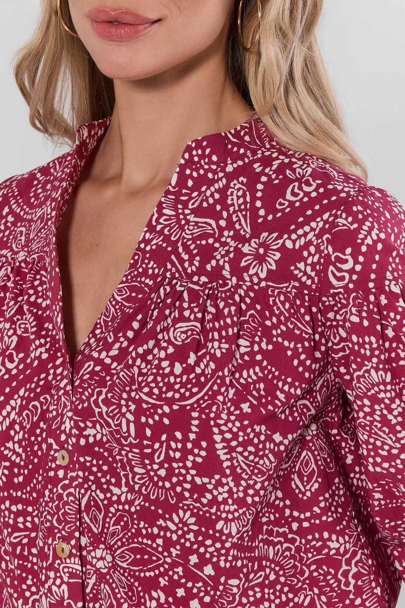 Becca Maroon Paisley Print Top