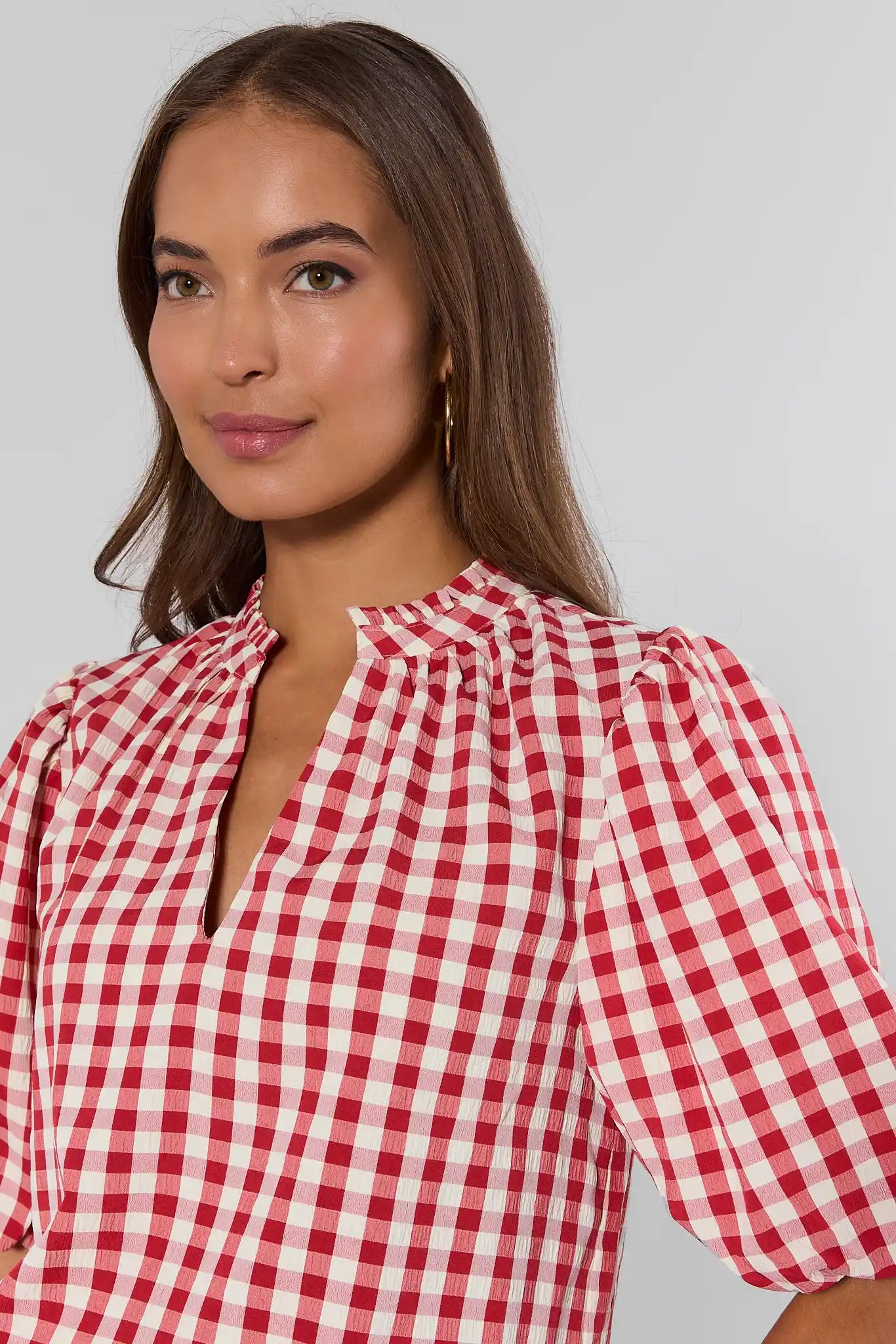 Charity Red Gingham Printed Top