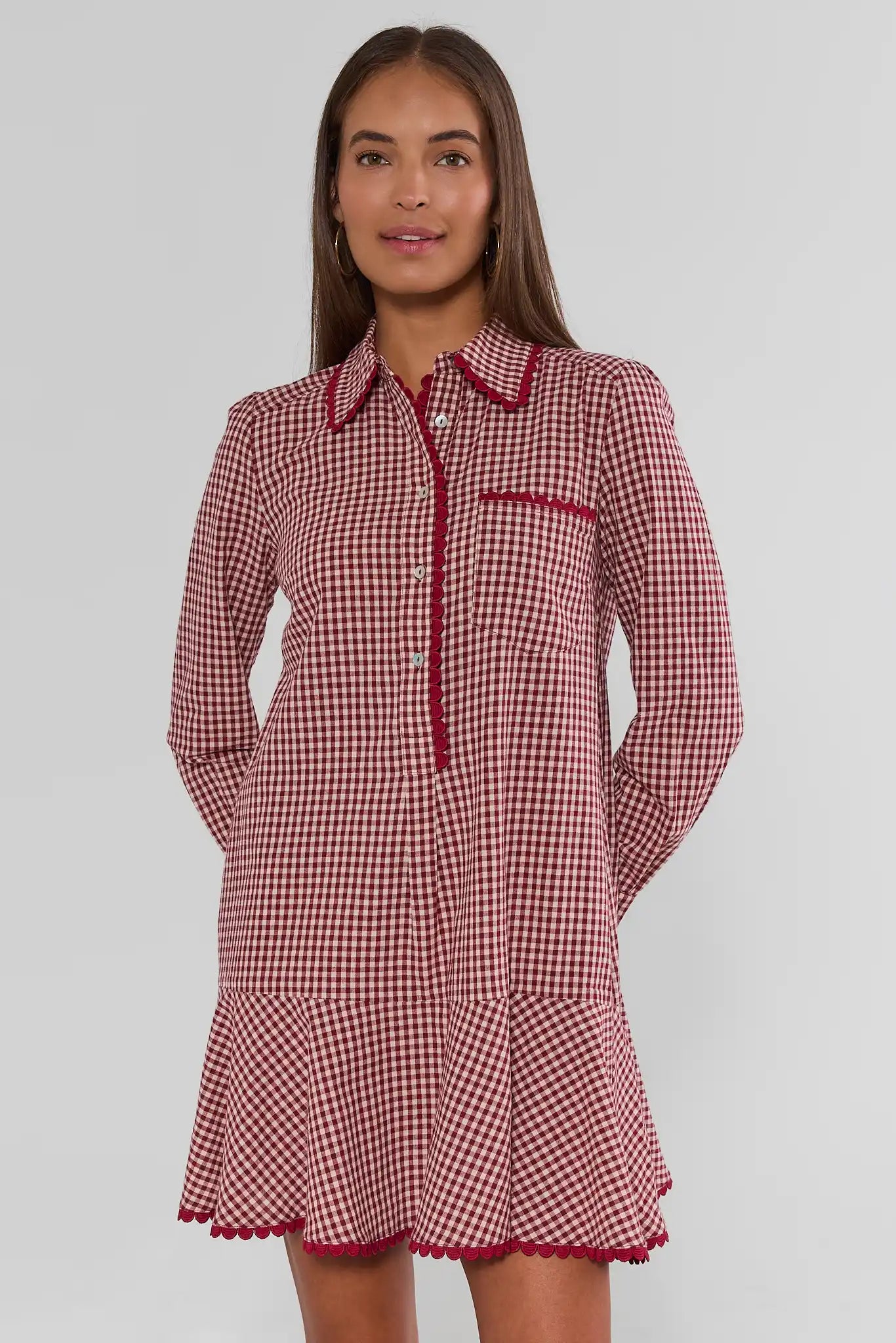 Meagan Red Gingham Drop Waist Dress