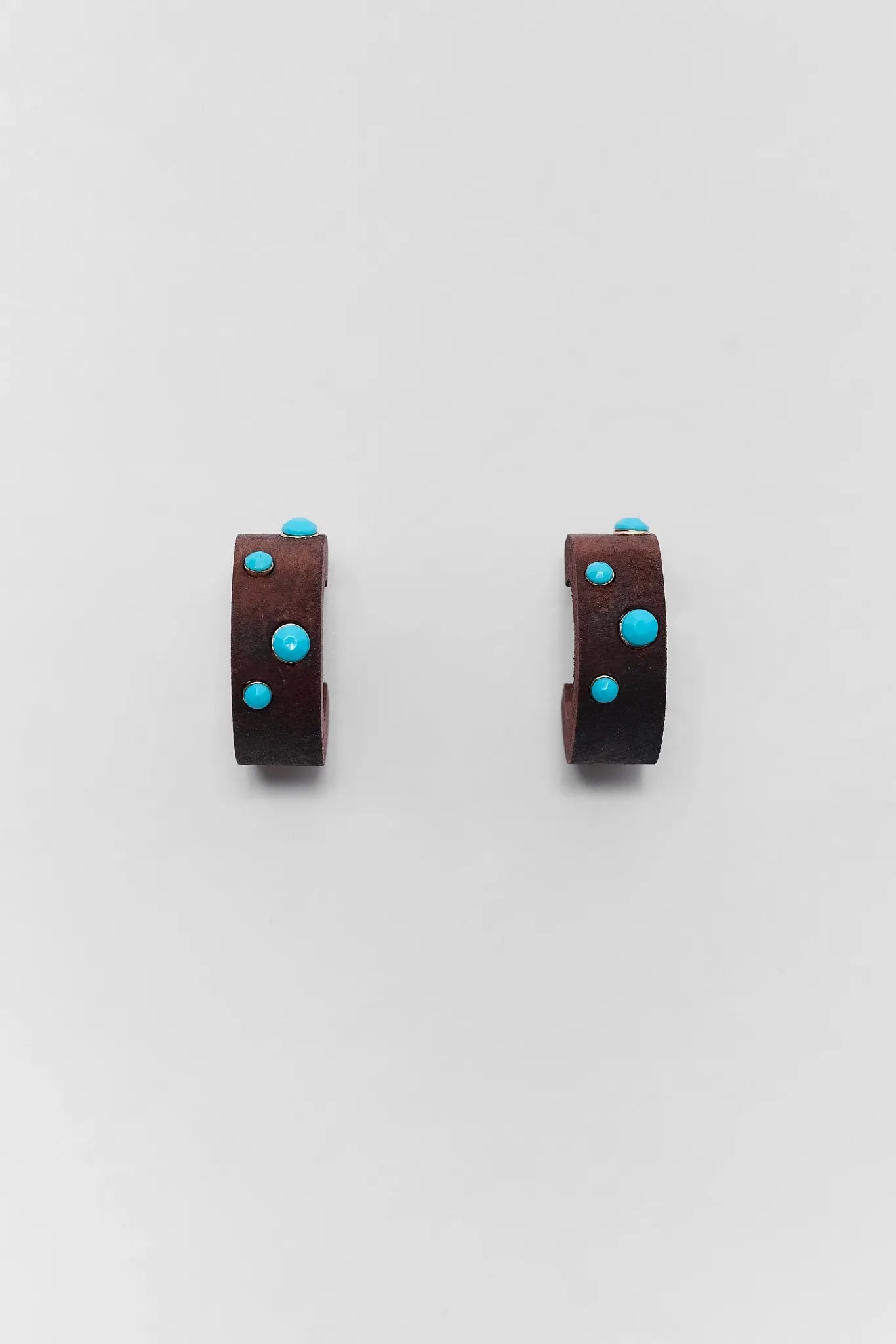 Brown Wooden Embellished Hoop Earrings