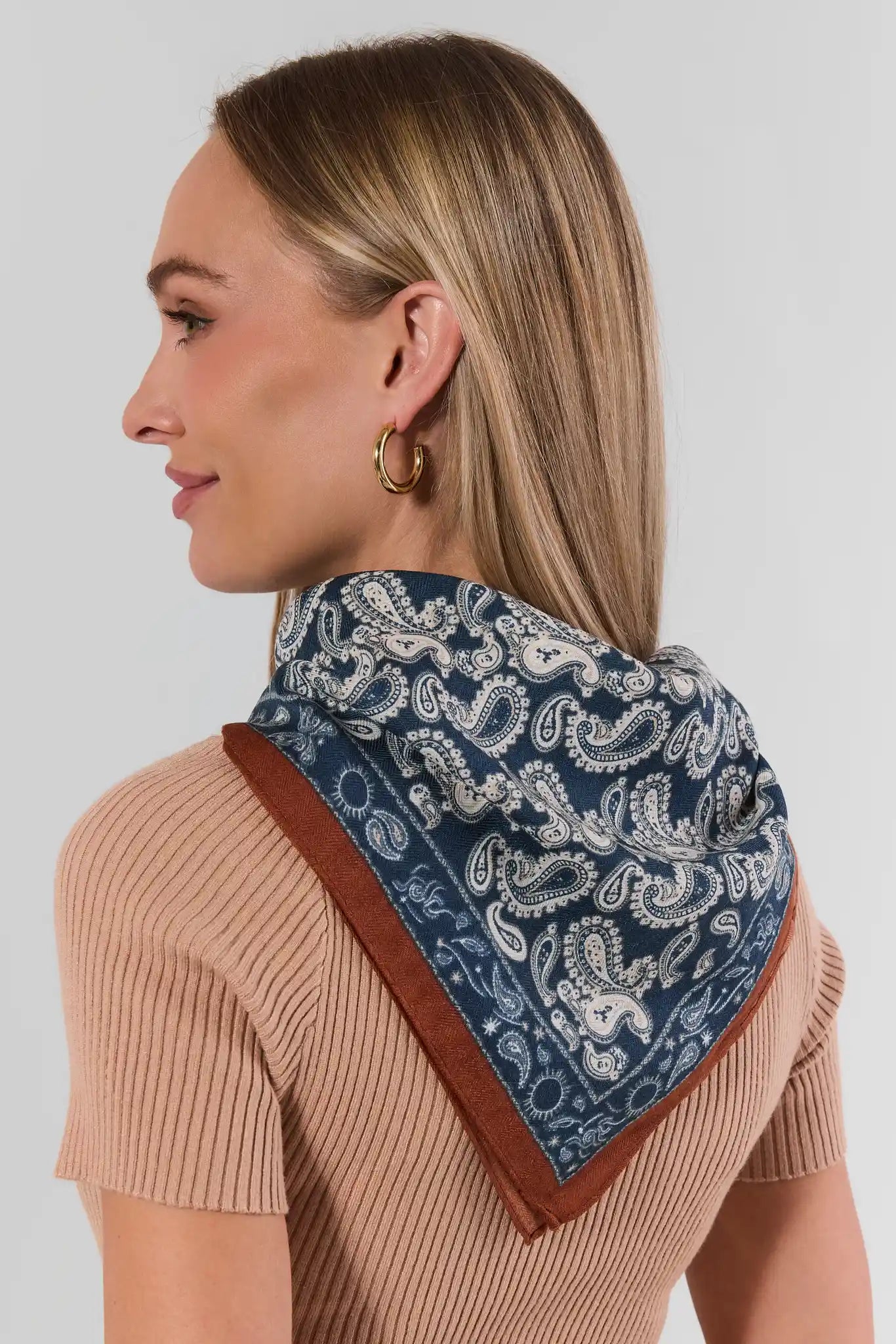 Dusty Blue Bandana Printed Scarf
