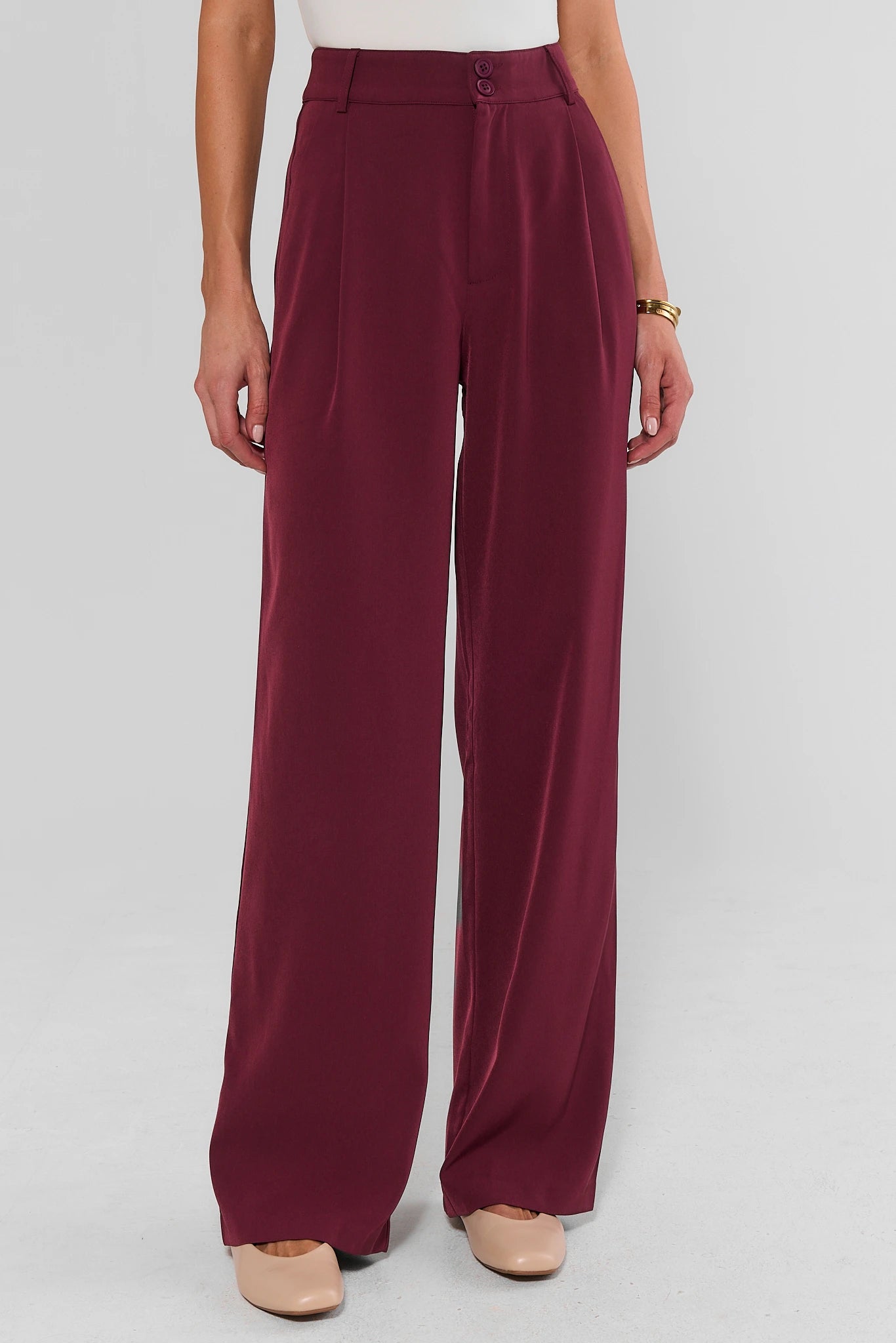 Antoinette Burgundy Wide Leg Pants
