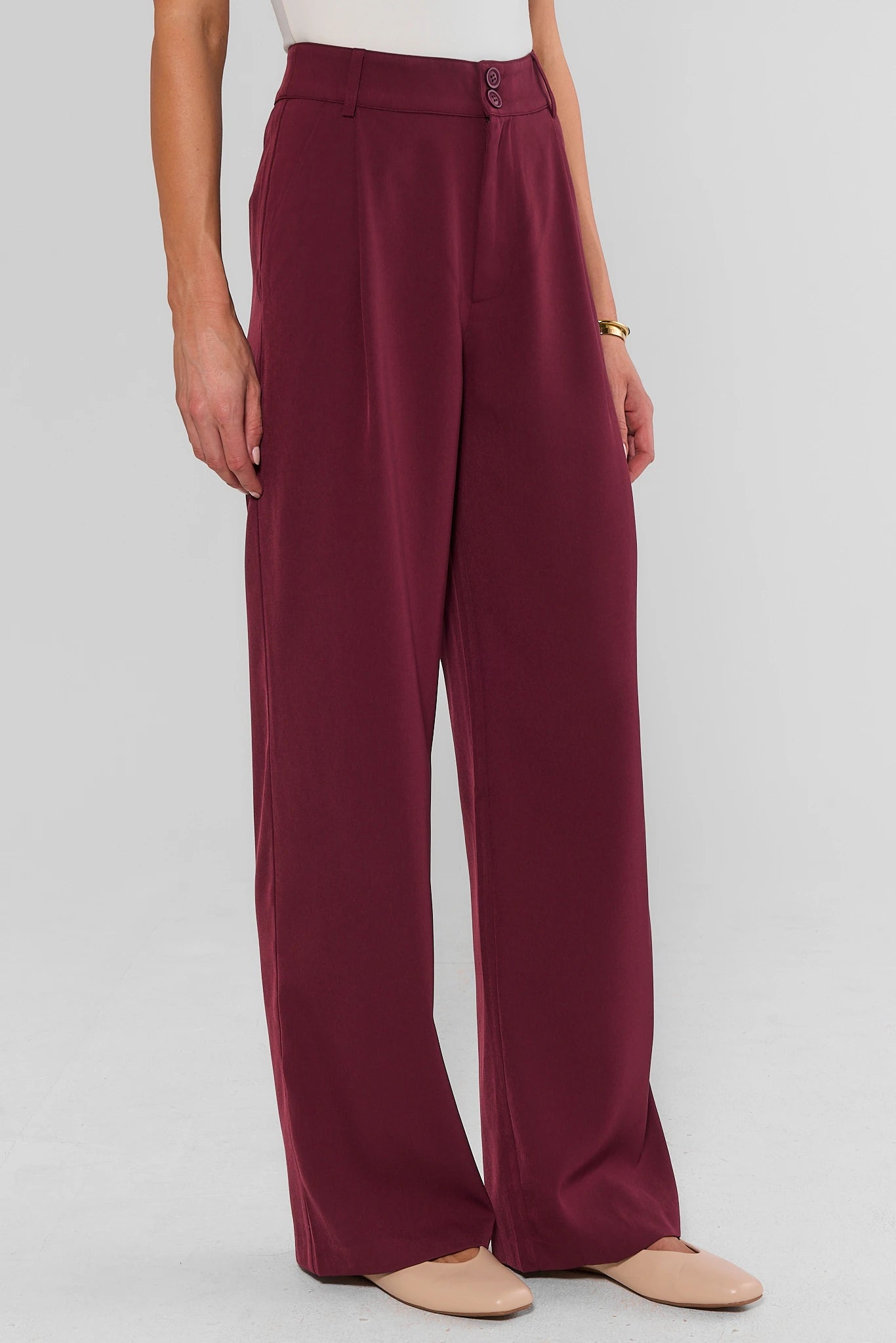 Antoinette Burgundy Wide Leg Pants