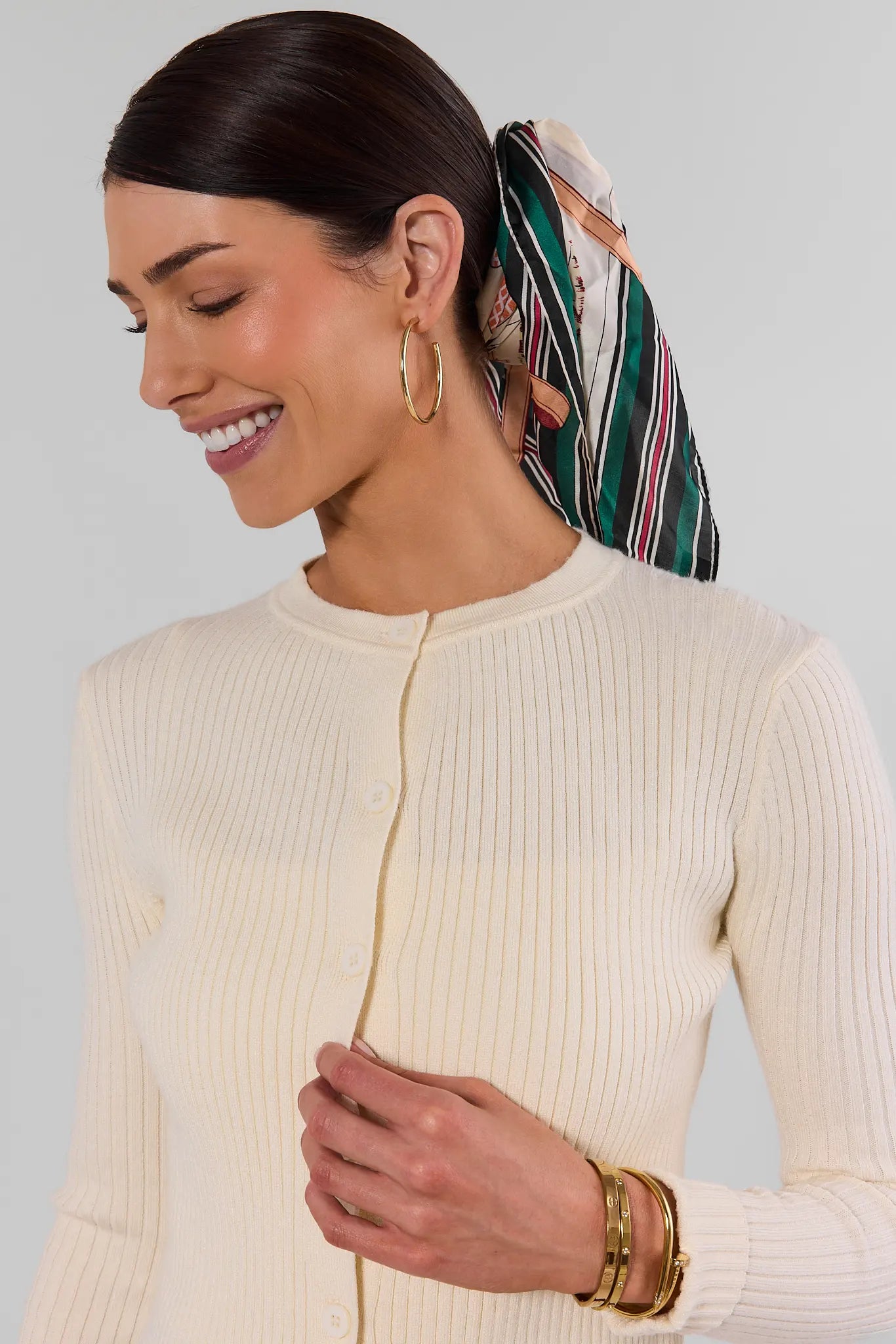Marion Cream Ribbed Cardigan