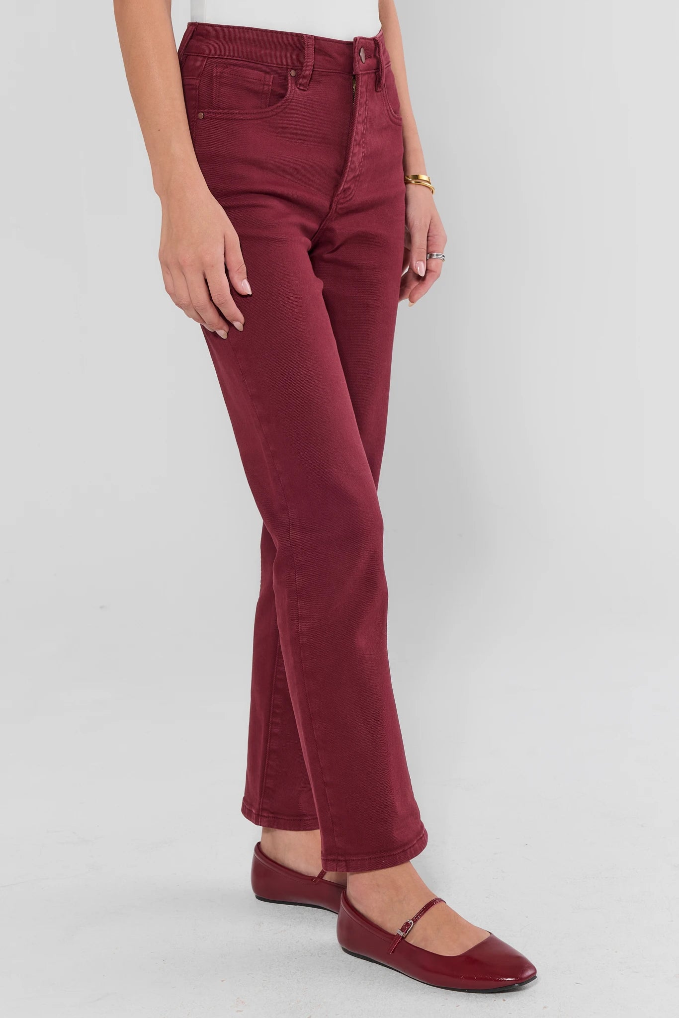 Leah Burgundy Straight Leg Jeans