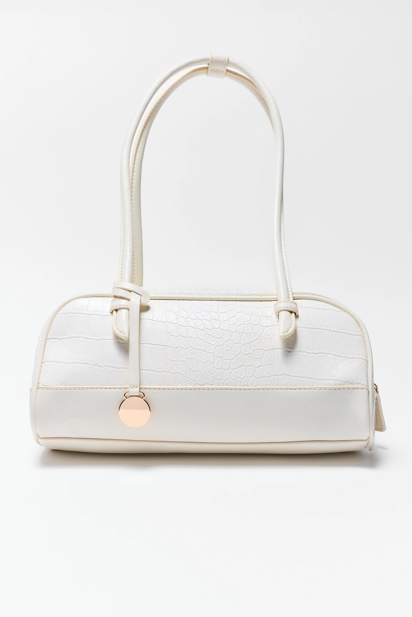 Ivory Textured Faux Leather Bag