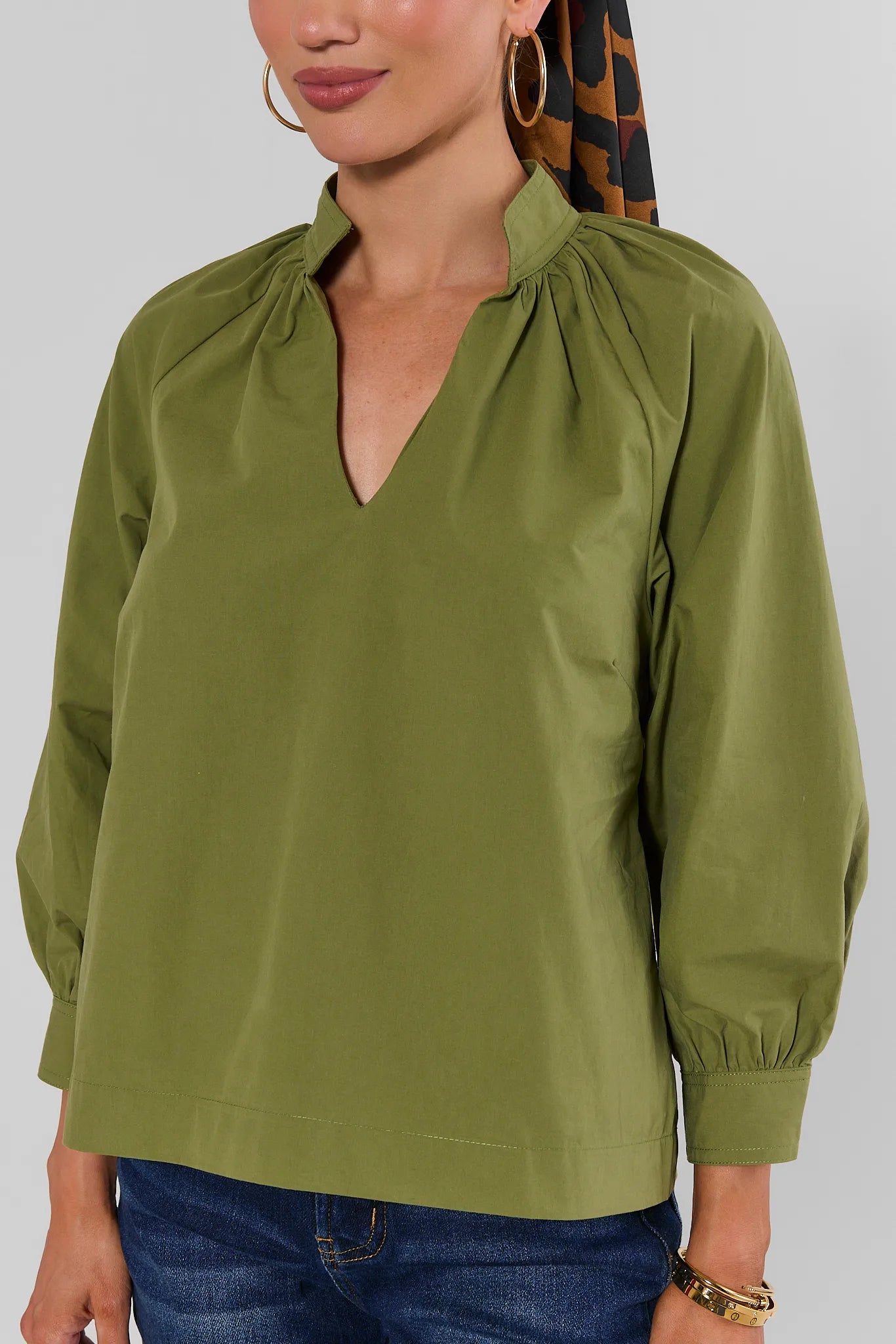 Carolyn Green Split Neck Top
