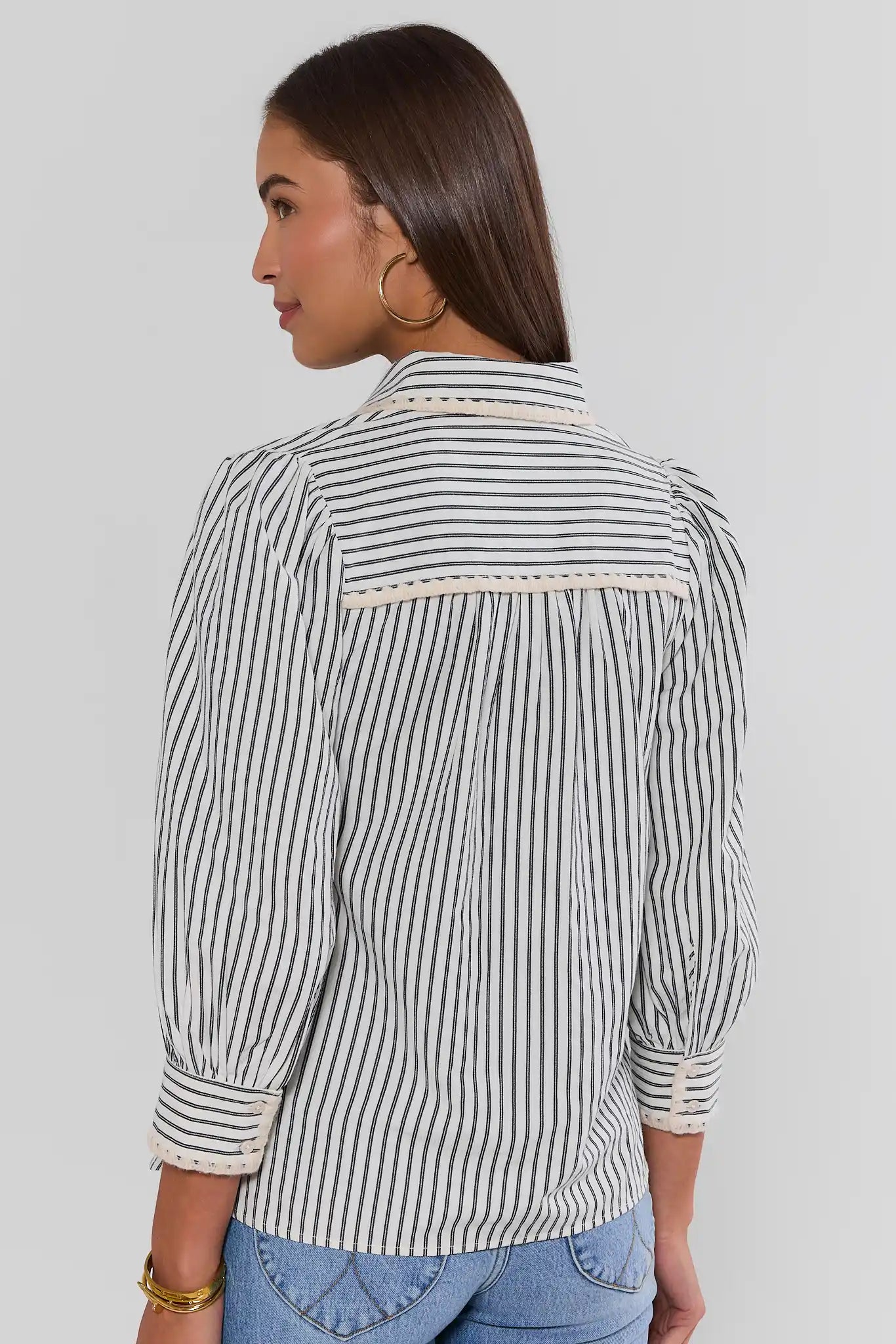 Brinkley Blue Striped Button Up Top