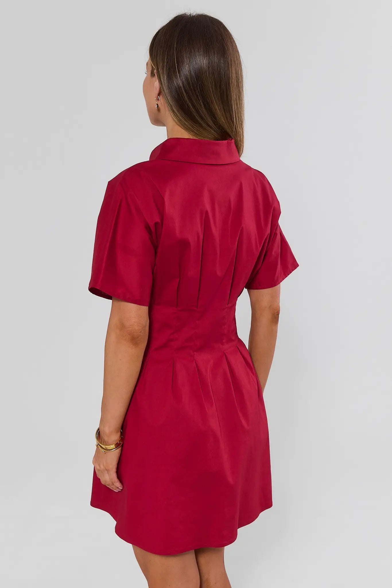 Olivia Red Button Up Short Dress