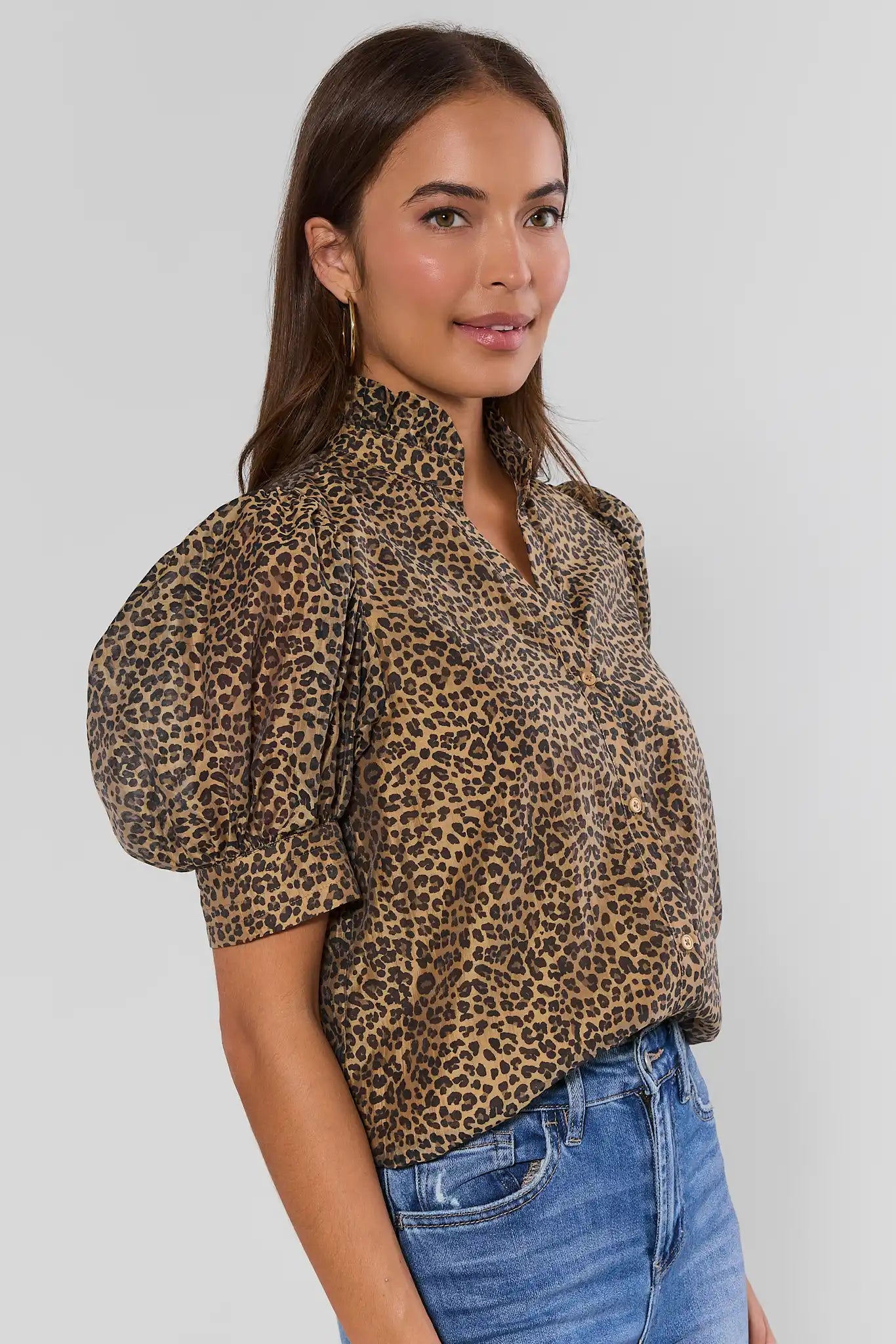 Delaney Leopard Print Button Up Top