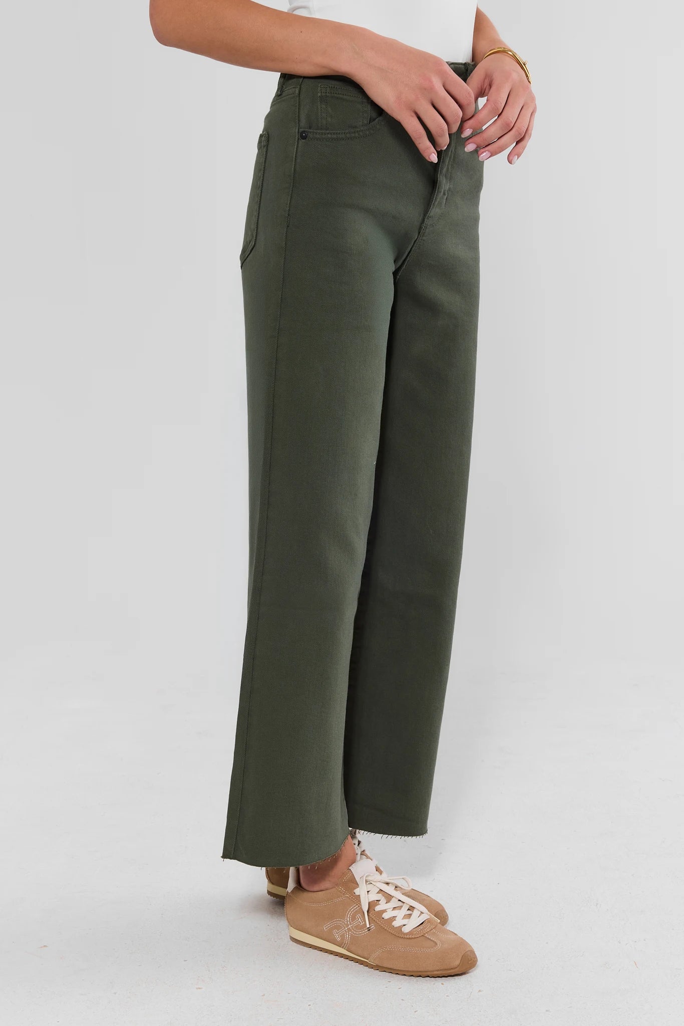 Kimberly Dark Olive Wide Leg Jeans
