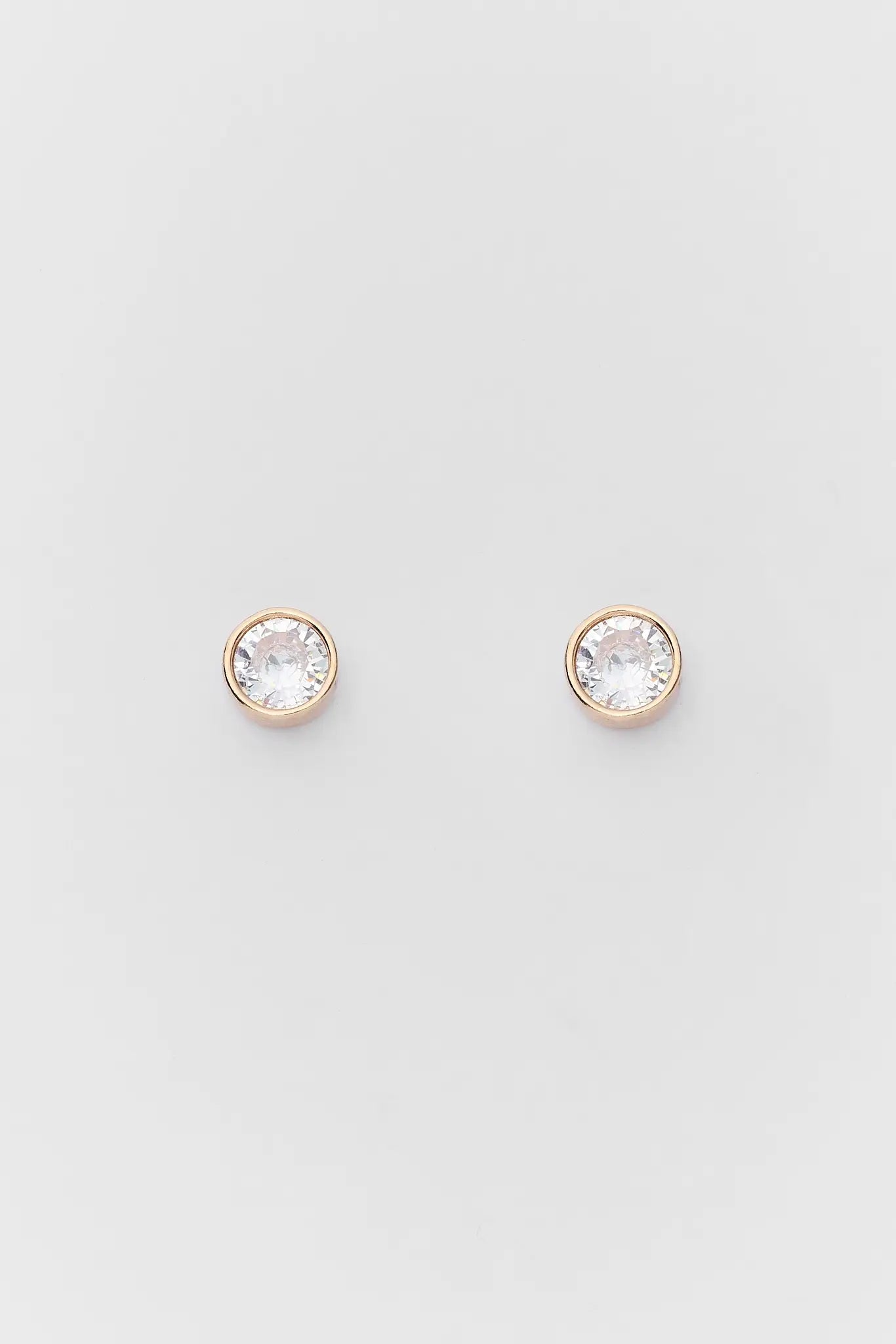 Gold Circle Rhinestone Stud Earrings