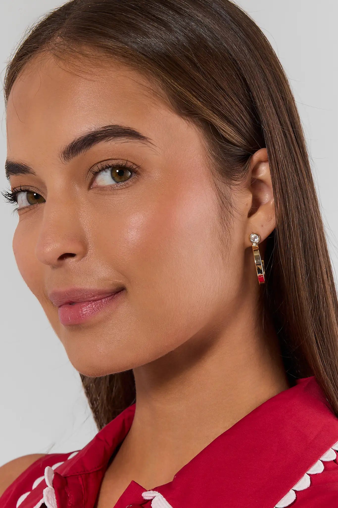 Gold Rhinestone Hoop Earrings
