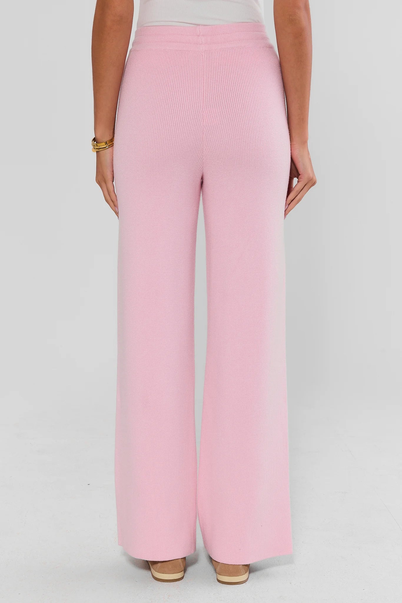 Pink Knit Wide Leg Lounge Pants