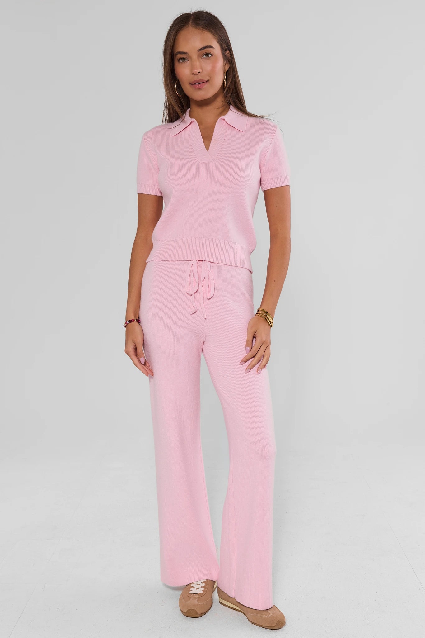 Pink Knit Wide Leg Lounge Pants