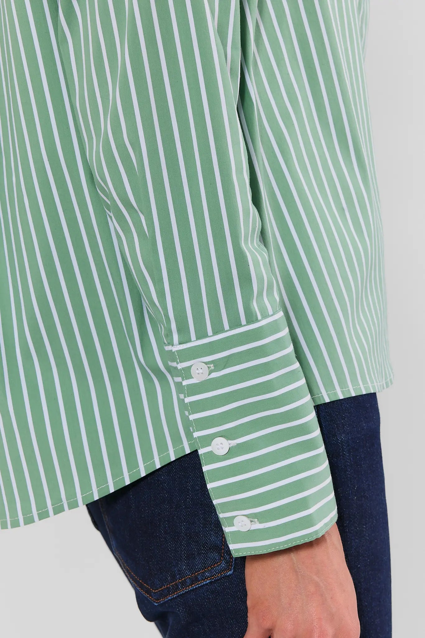 Green Striped Button Up Top