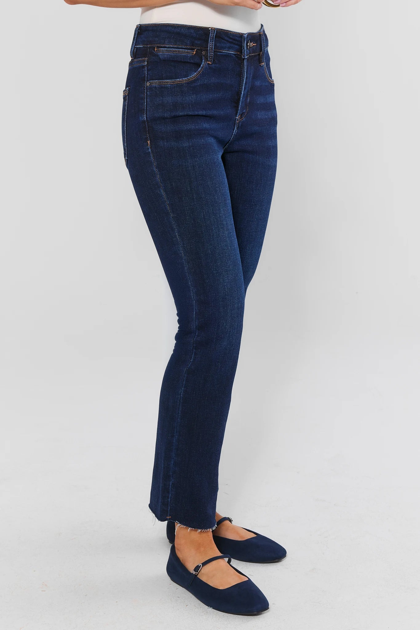 Becca Dark Wash Kick Flare Cropped Jeans