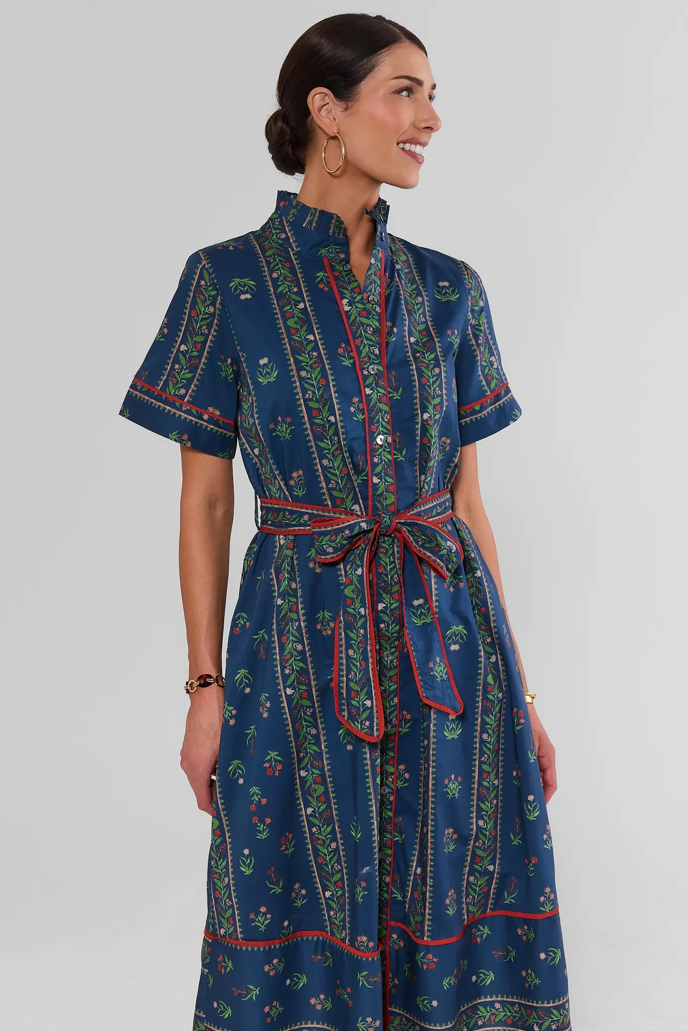 Delphine Navy Printed Midi Dress