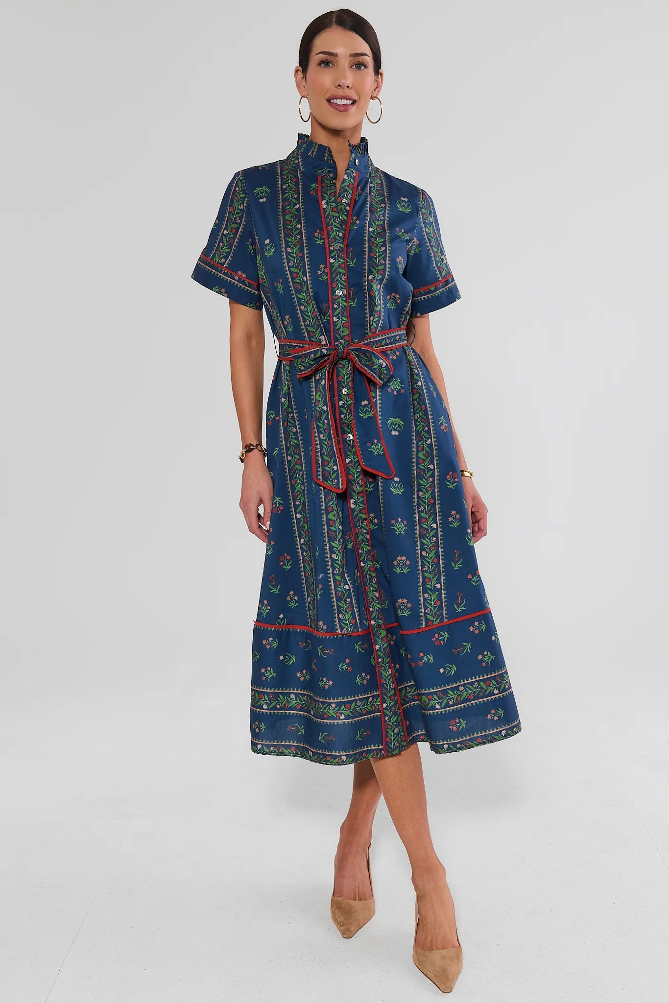 Delphine Navy Printed Midi Dress
