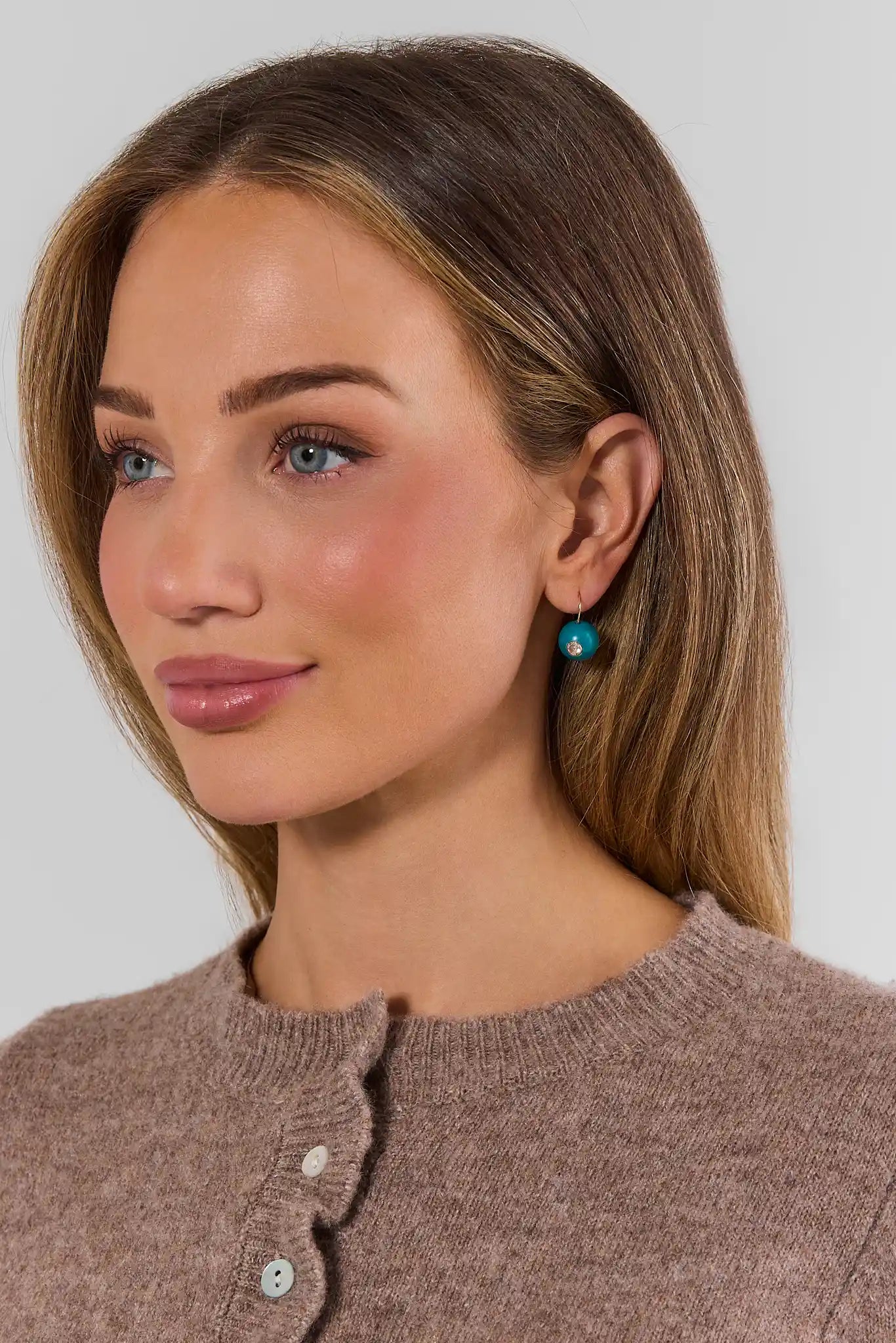 Teal Circle Drop Earrings