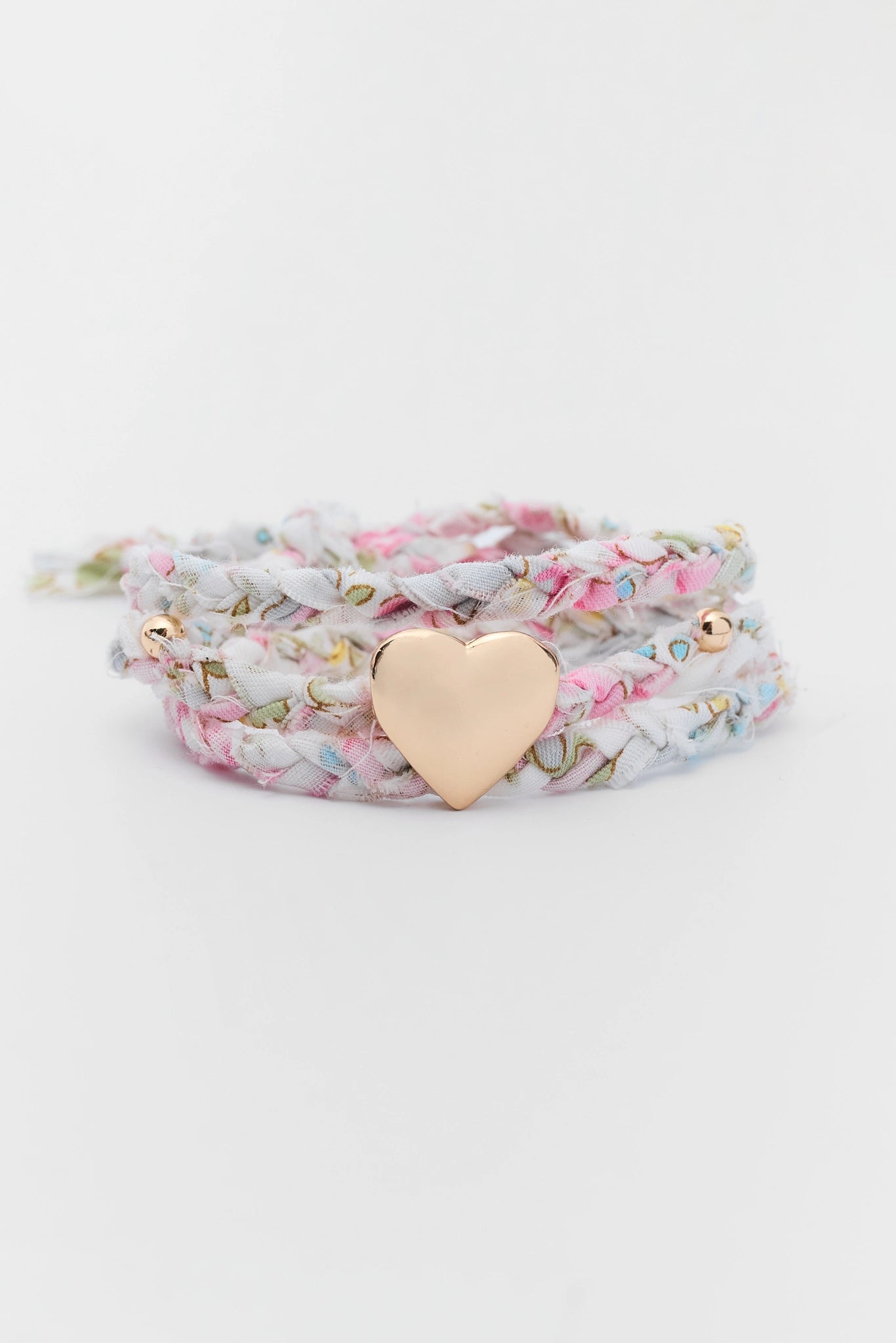 Pink Printed Braided Wrap Bracelet