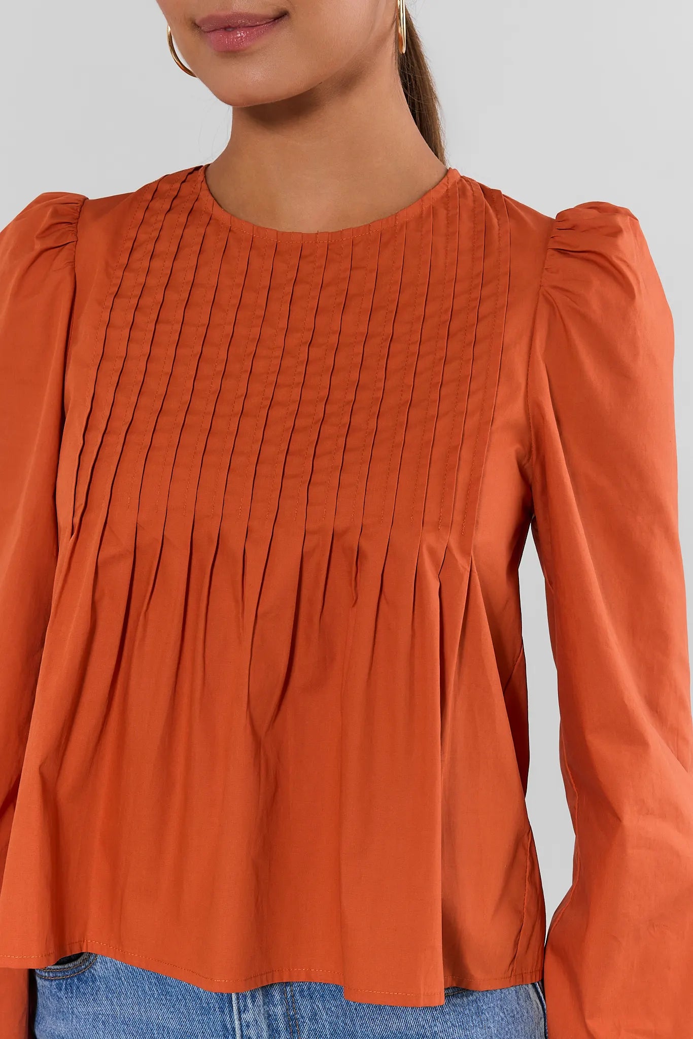 Mimi Orange Pleated Top