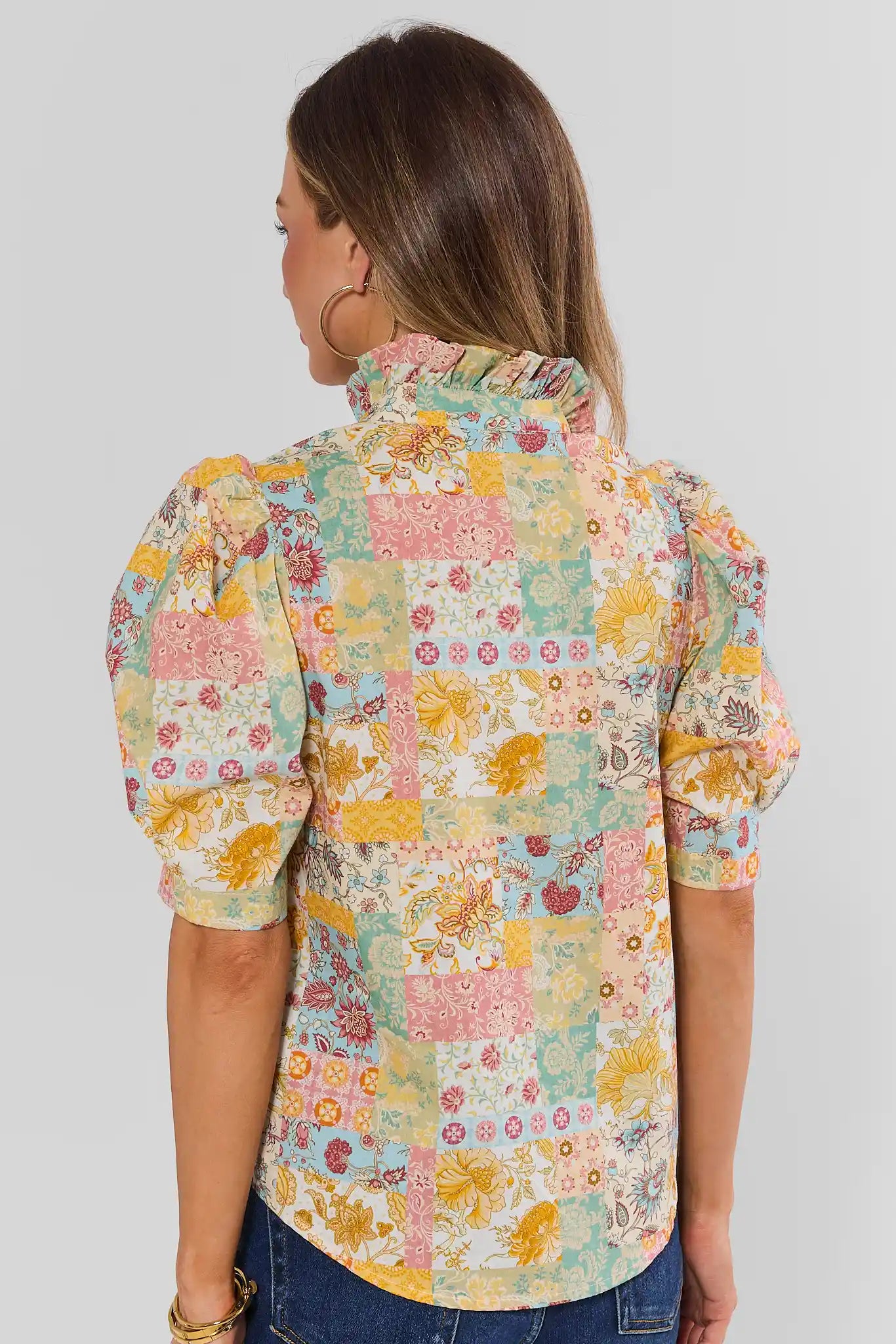Yellow Patchwork Printed Top