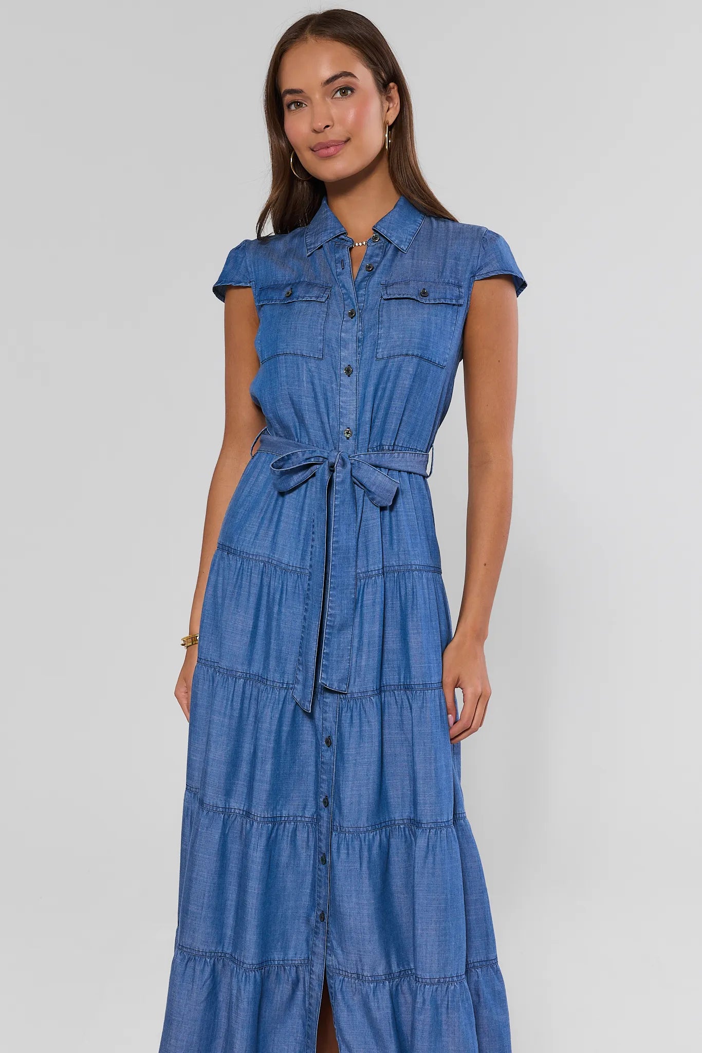 Bristol Chambray Belted Midi Dress