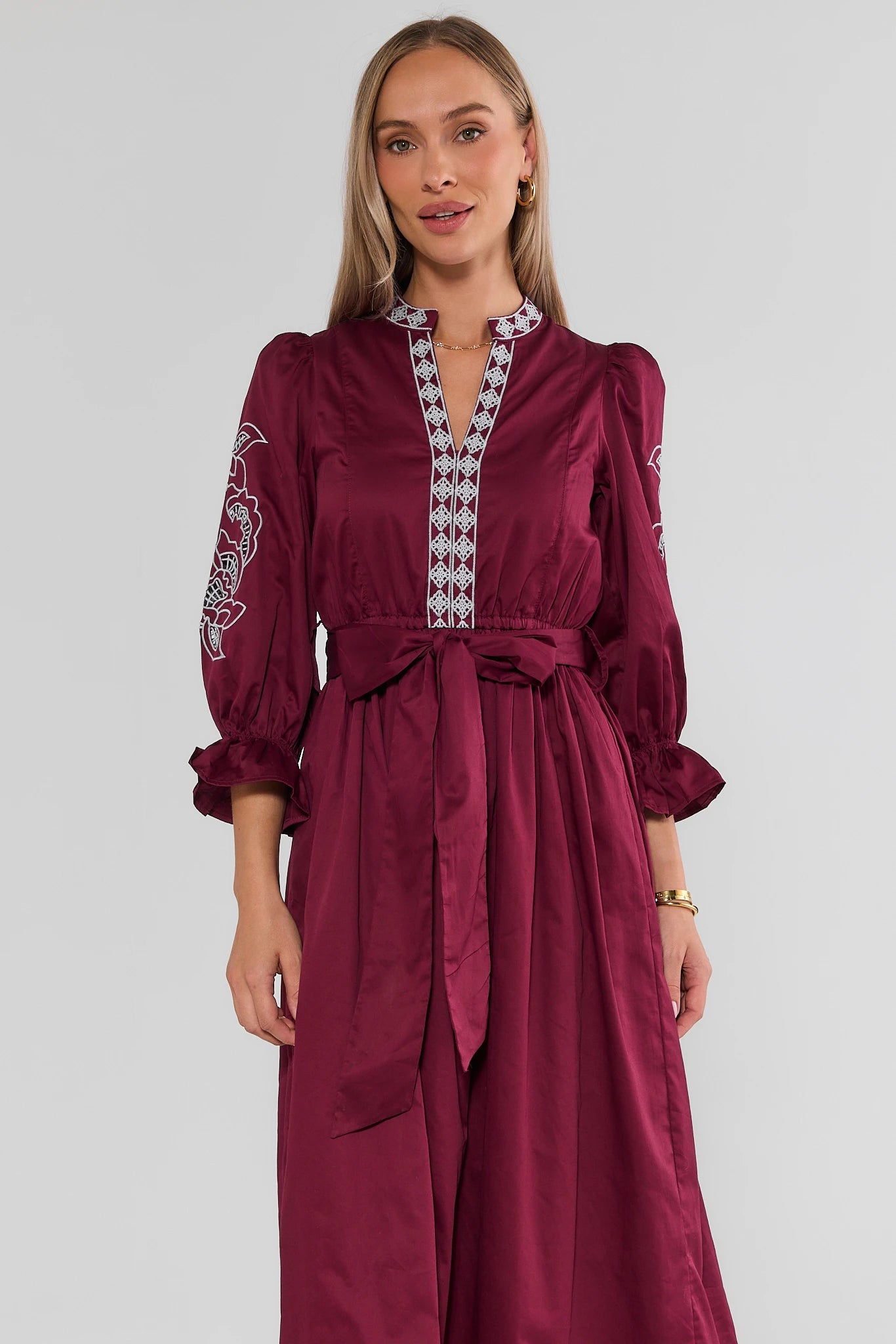 Deanna Embroidered Midi Dress